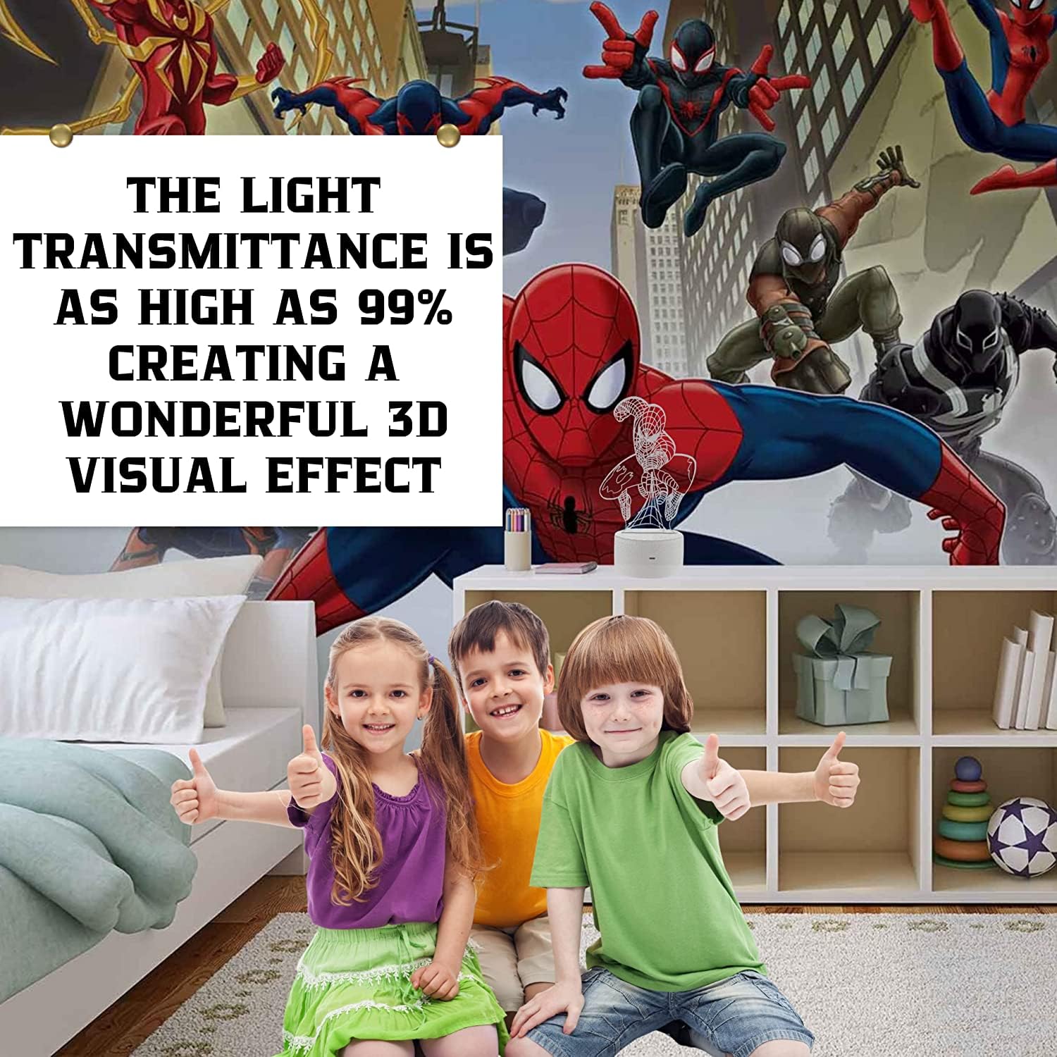 Yarrd Spider Human Night Light 3D - 3D Illusion Optical Kids Night Lights For Bedroom 16 Colors With Remote 3D Illusion Led Lamp Night Light For Kids Spider Gifts Cute Desk Lamp Ideal Room Decor Gift