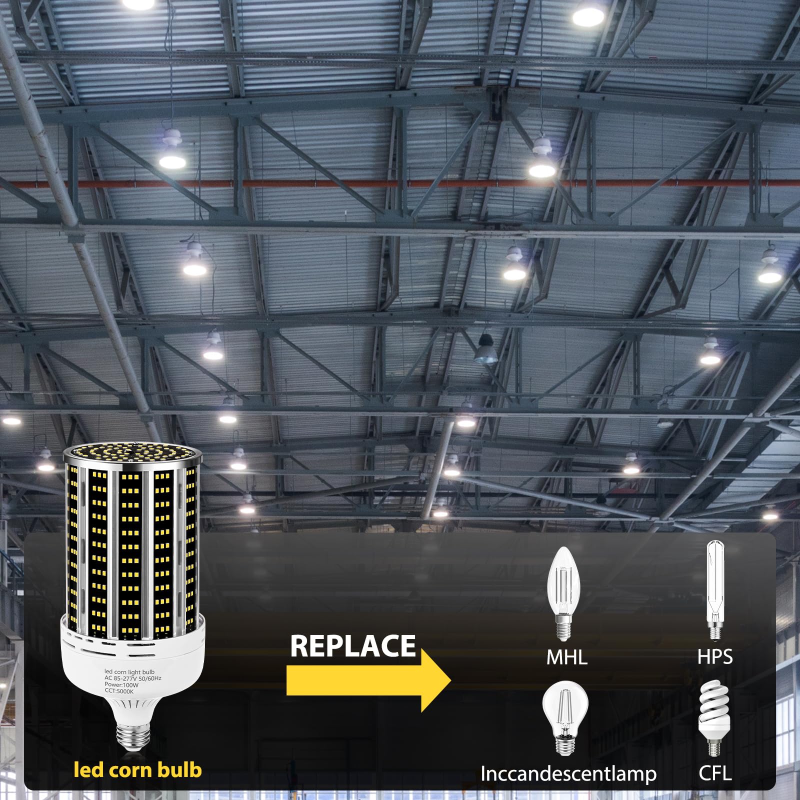 250W 2 Pack Led Corn Light Bulb,(2500W Equivalent )Commercial Grade 36500Lm Daylight 5000K E26/E39 Medium Mogul Base Led Lamp,La