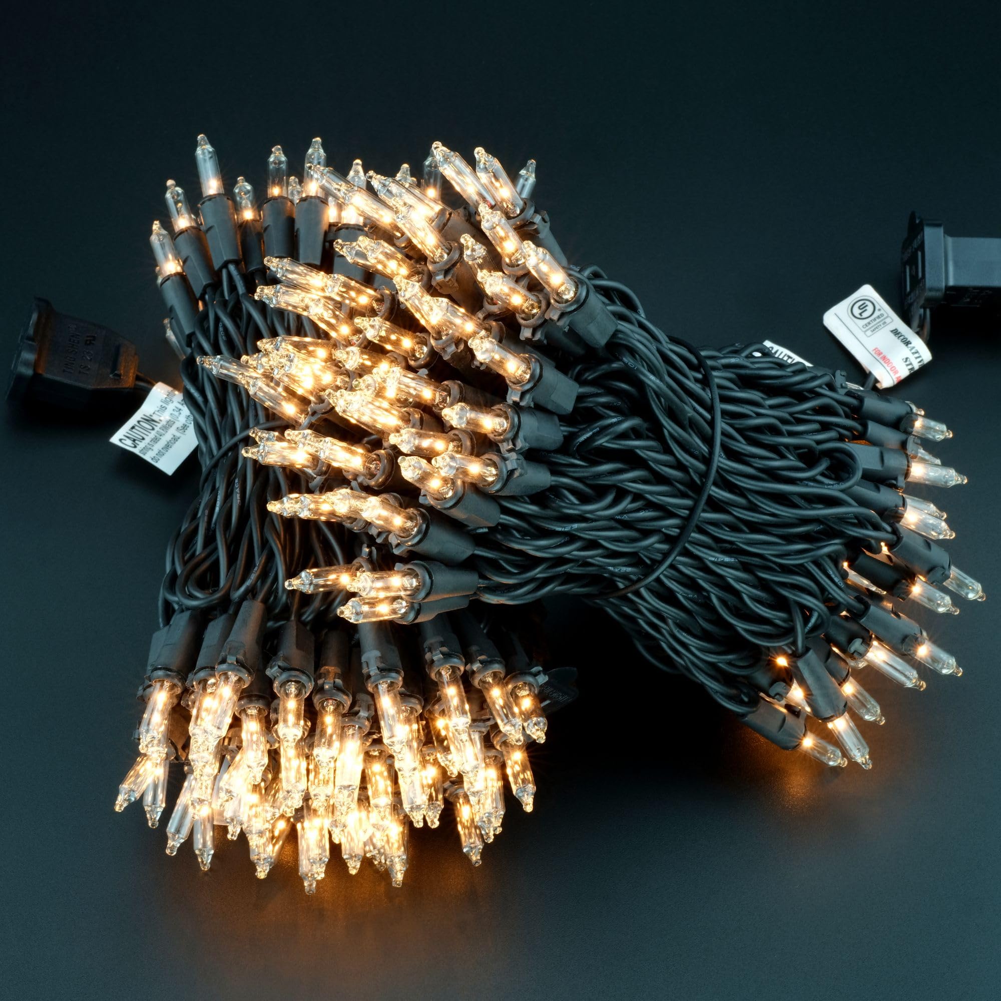 Yuletime Blue Christmas Lights With Brown Wire, 66 Feet 200 Count Ul Certified String Light, Pack Of 2 Sets 33 Ft 100 Count Incandescent Mini Light Set (Blue - Brown Wire)