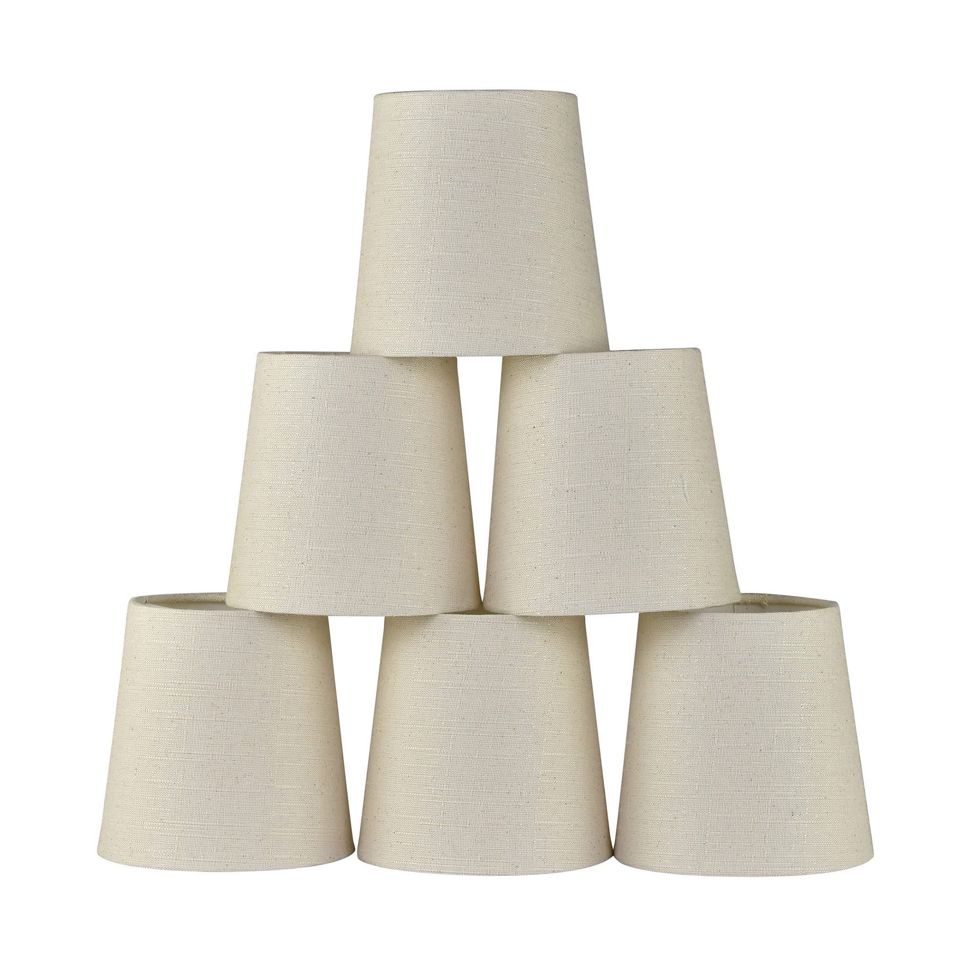 LAMPWELL VALO Clip-on Chandelier Fabric Lamp Shades,Set of 6,Small Barrel,5.2  4  H5.2,Linen, Handmade,Traditional Decorative,ON