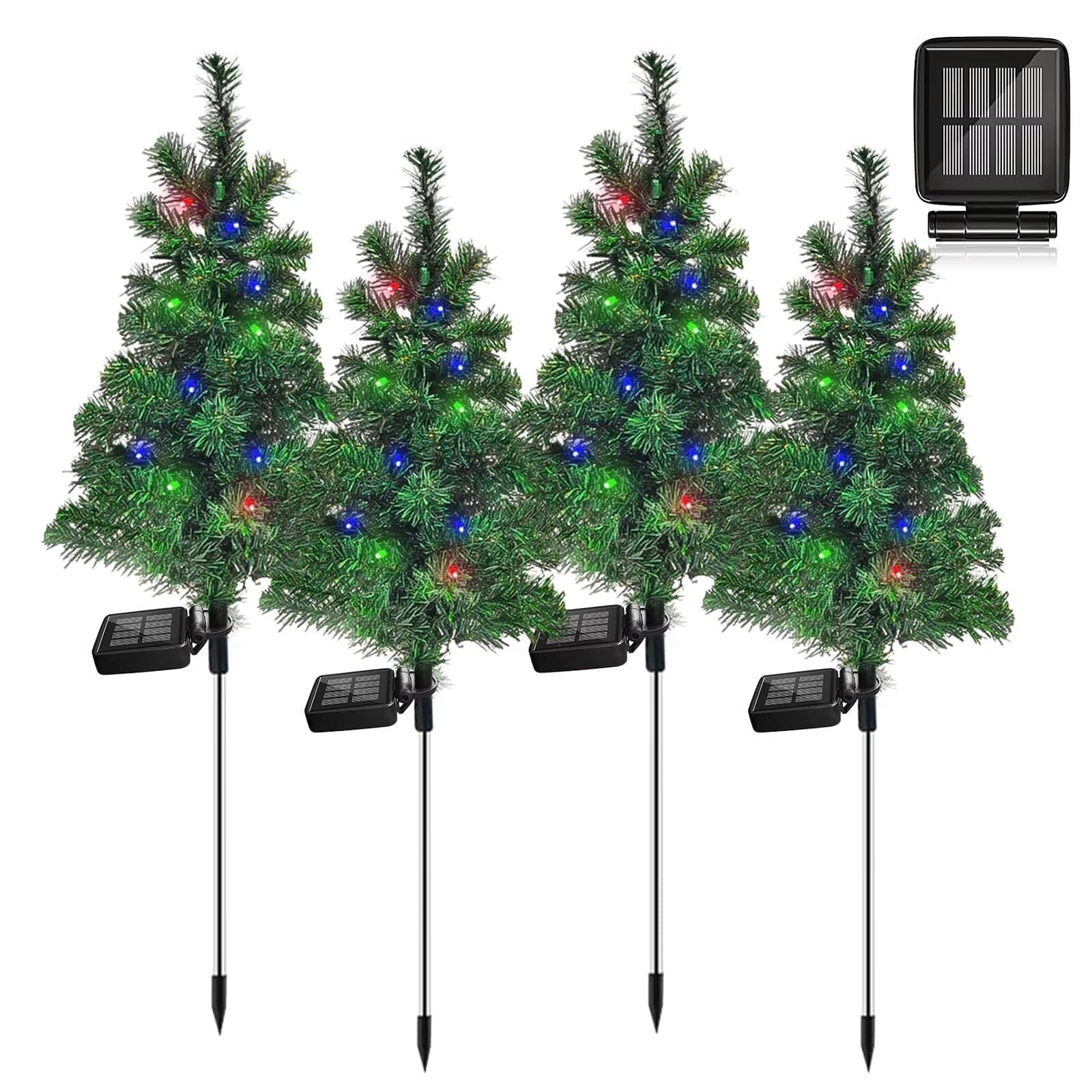 4PCS Solar Christmas Tree Garden Stake Lights Waterproof Christmas Decorations Tree Lights Outdoor Xmas Tree Light Christmas d?o
