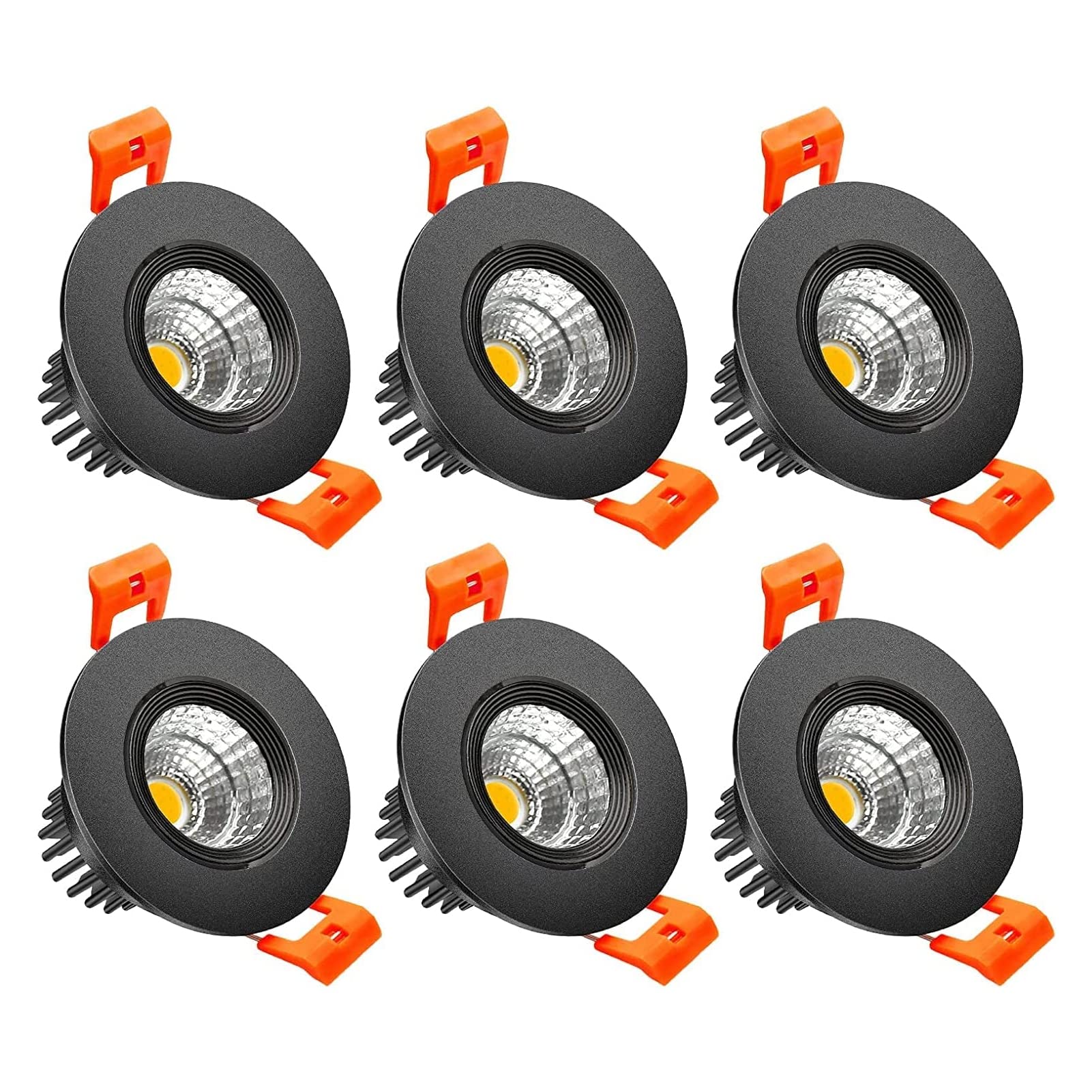 inShareplus 2 Inch LED Downlight, 3W Recessed Lighting COB Dimmable, 5000K Daylight White, CRI80, Black Trim, LED Ceiling Lights