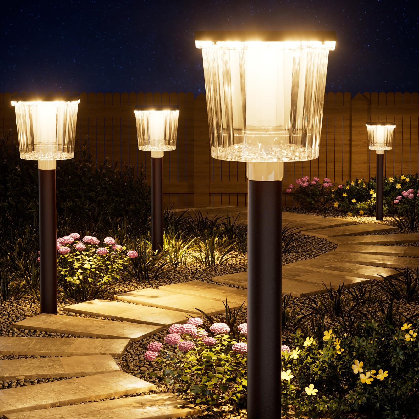 Super Bright Solar Pathway Lights Outdoor Powered Adjustable Warm&Cool White Waterproof Ip65 Garden Decor Landscape Lighting Outside For Yard/Patio/Walkway/Driveway/Landscape (Cocoa Brown  2 Pack)