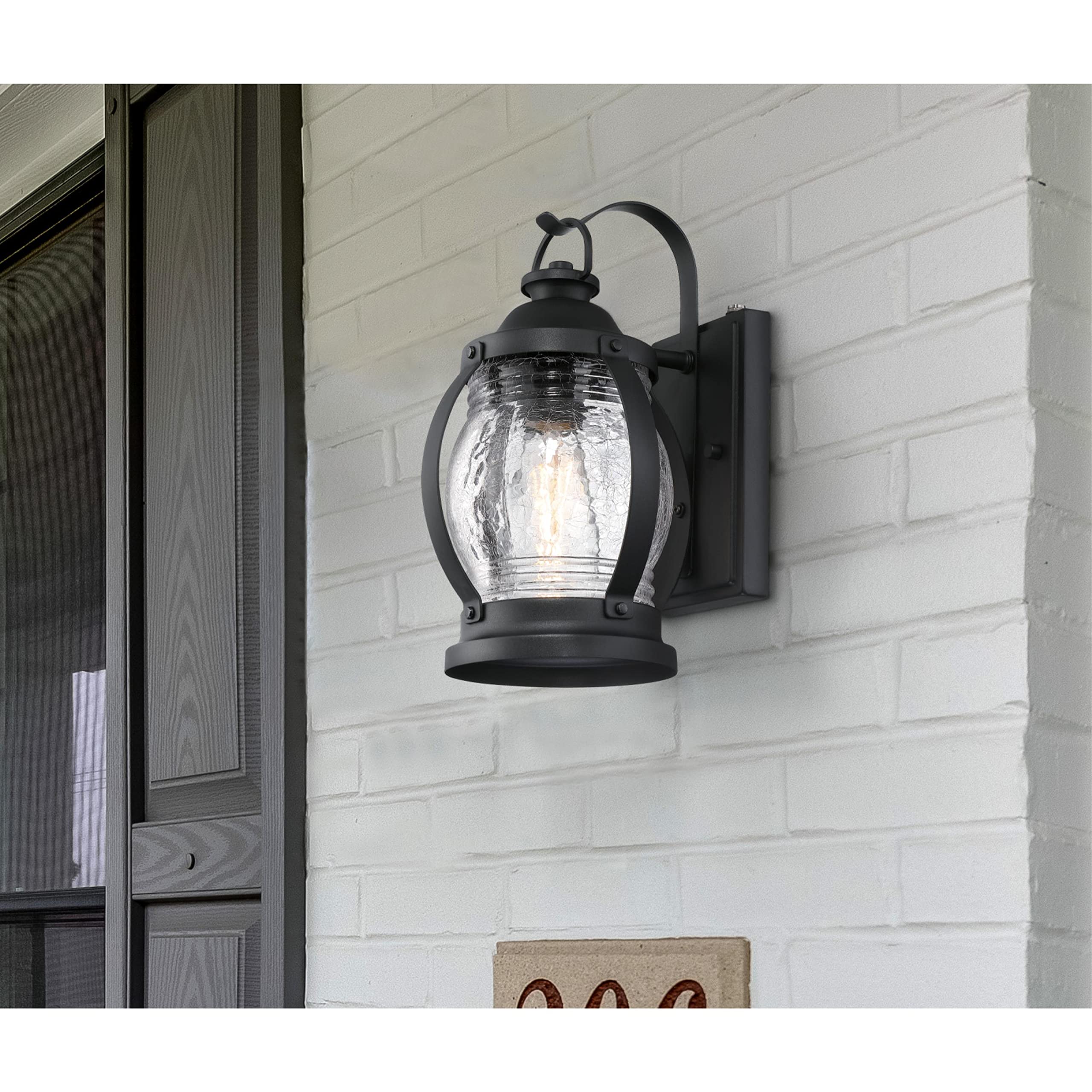 Westinghouse One Light Outdoor Wall Fixture with Dusk to Dawn Sensor, Textured Black Finish, Model 6120400
