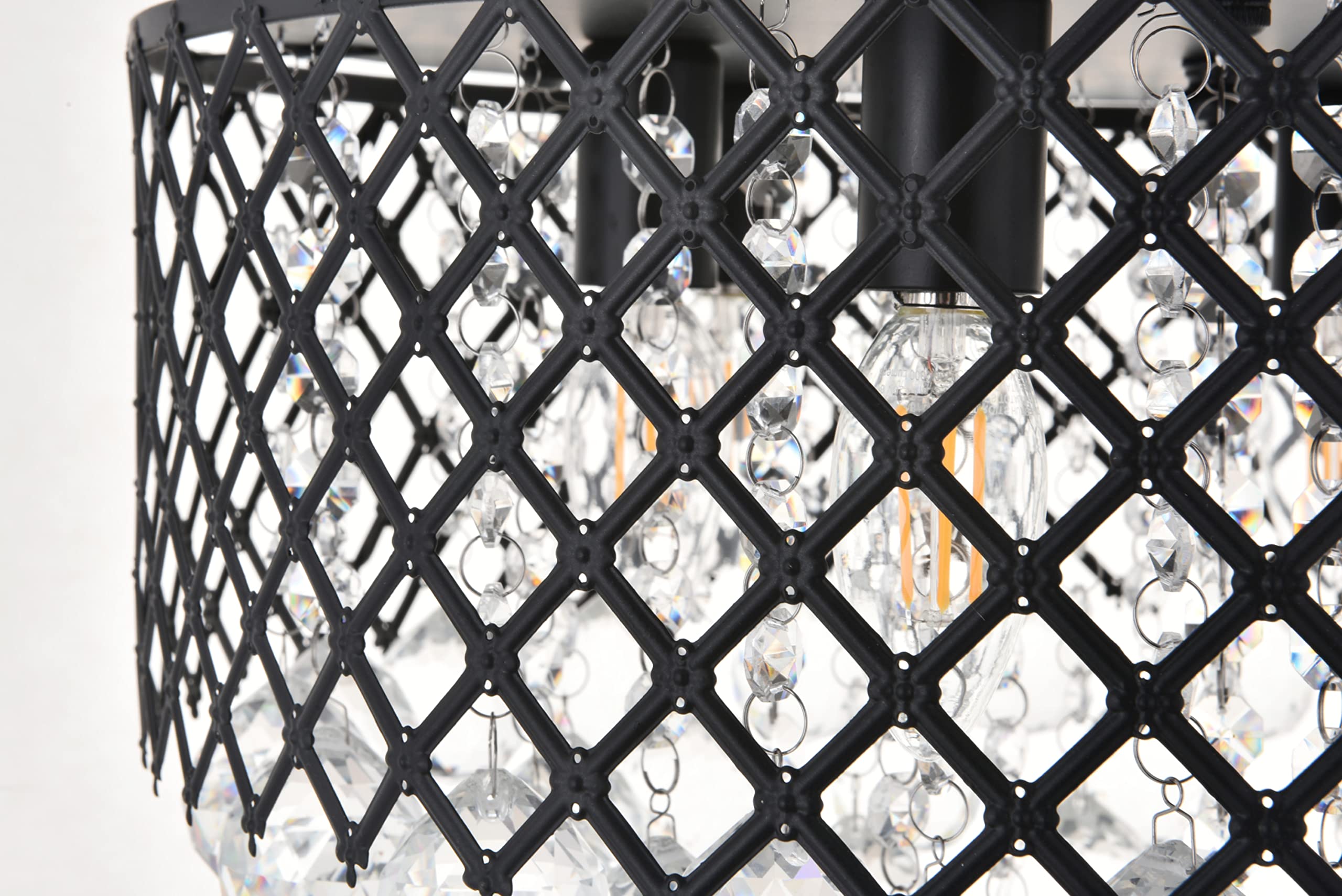 Living District Tully 6-Light Metal & Crystal Flush Mount in Matte Black/Clear