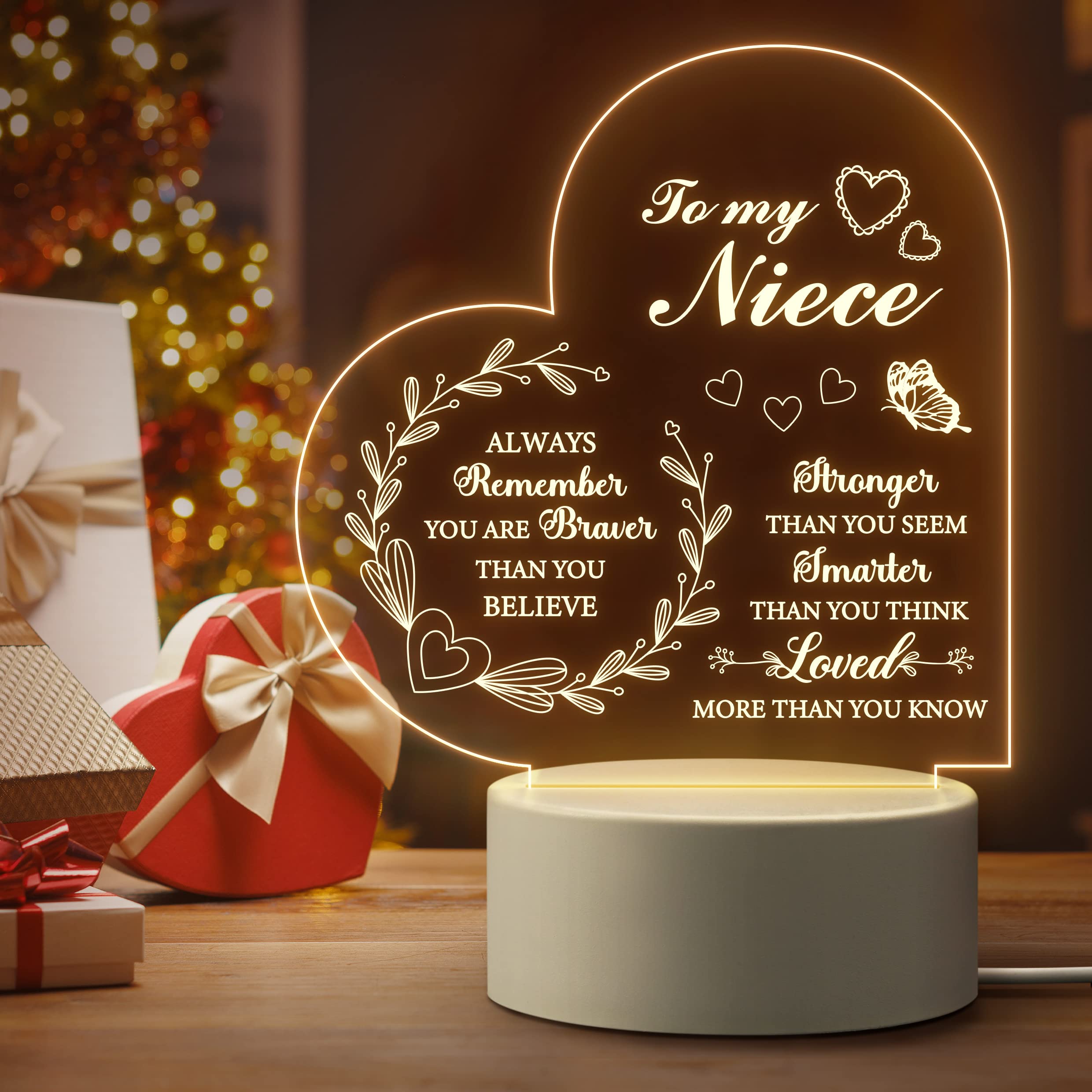Quaintir Engraved Night Light - Gifts For Niece, Birthday & Christmas From Aunt & Uncle