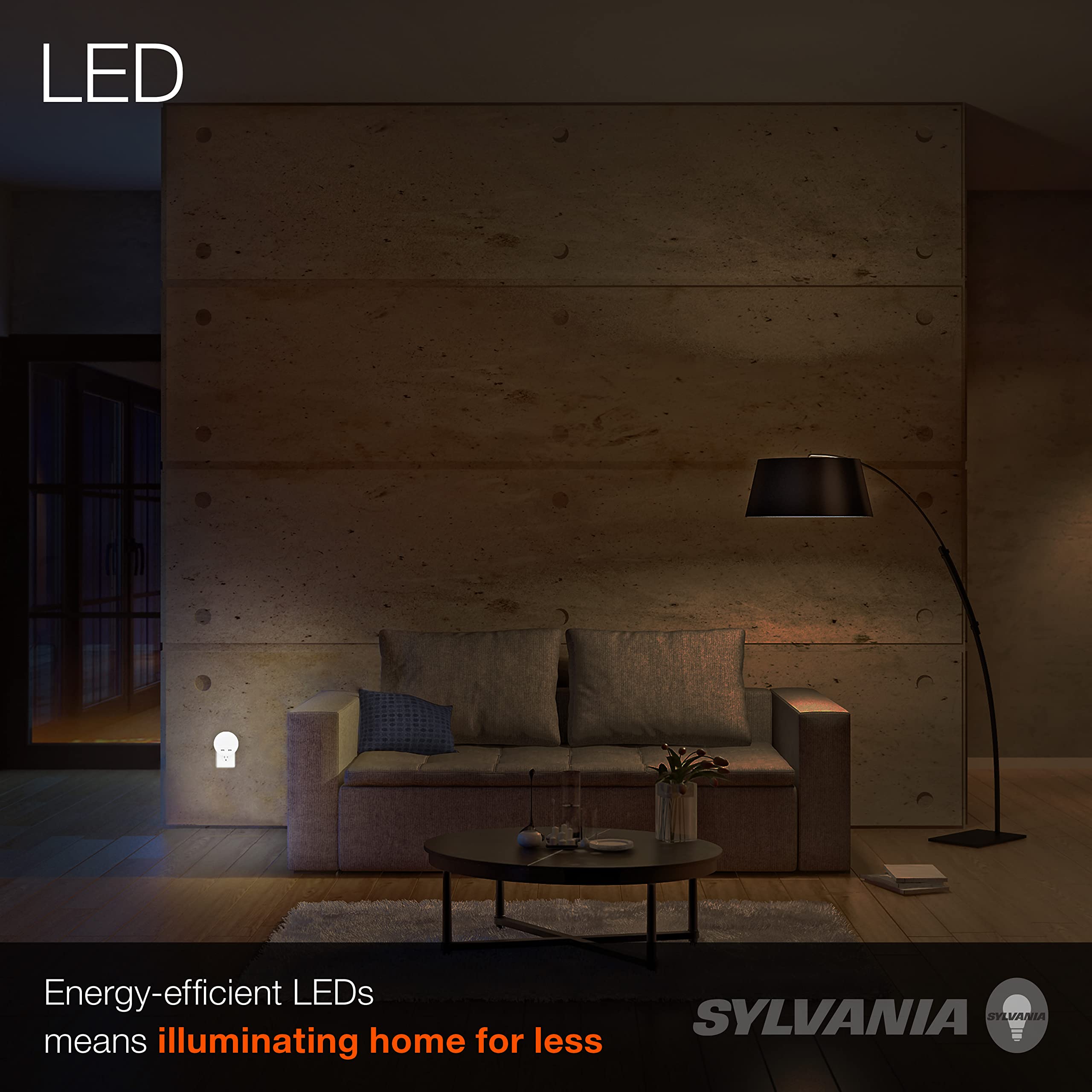 LEDVANCE SYLVANIA LED Night Light with Dual USB Ports, 3000K Warm White, Dusk to Dawn, Frosted Finish, 1 Pack, Model 65005