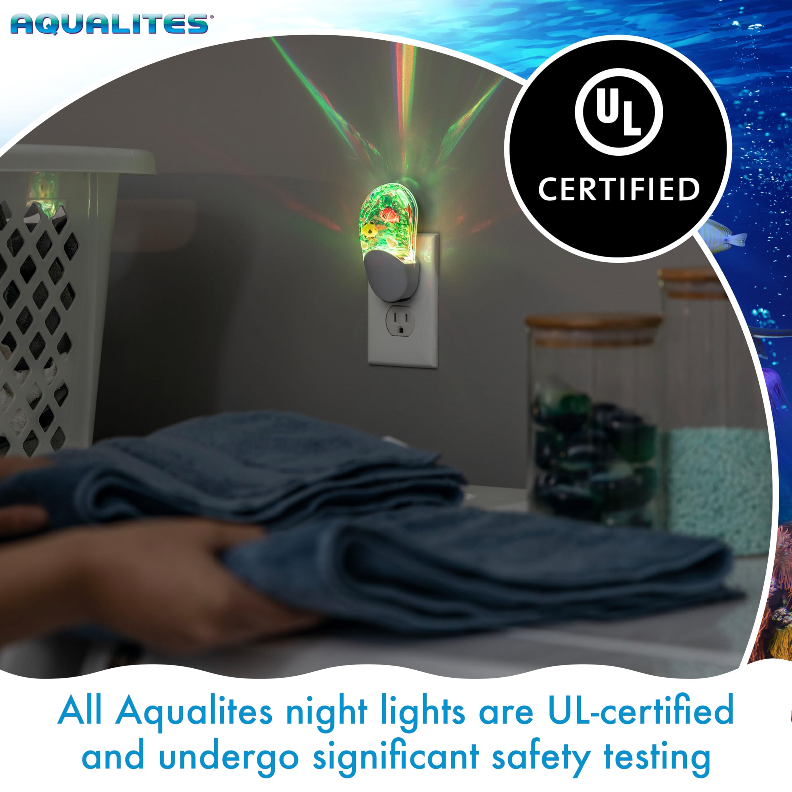 Lights By Night Tropical Aqualites Led Night, Plug-In, Color Changing, Light Sensing, Auto On/Off, For Kids, Under The Sea, Fish