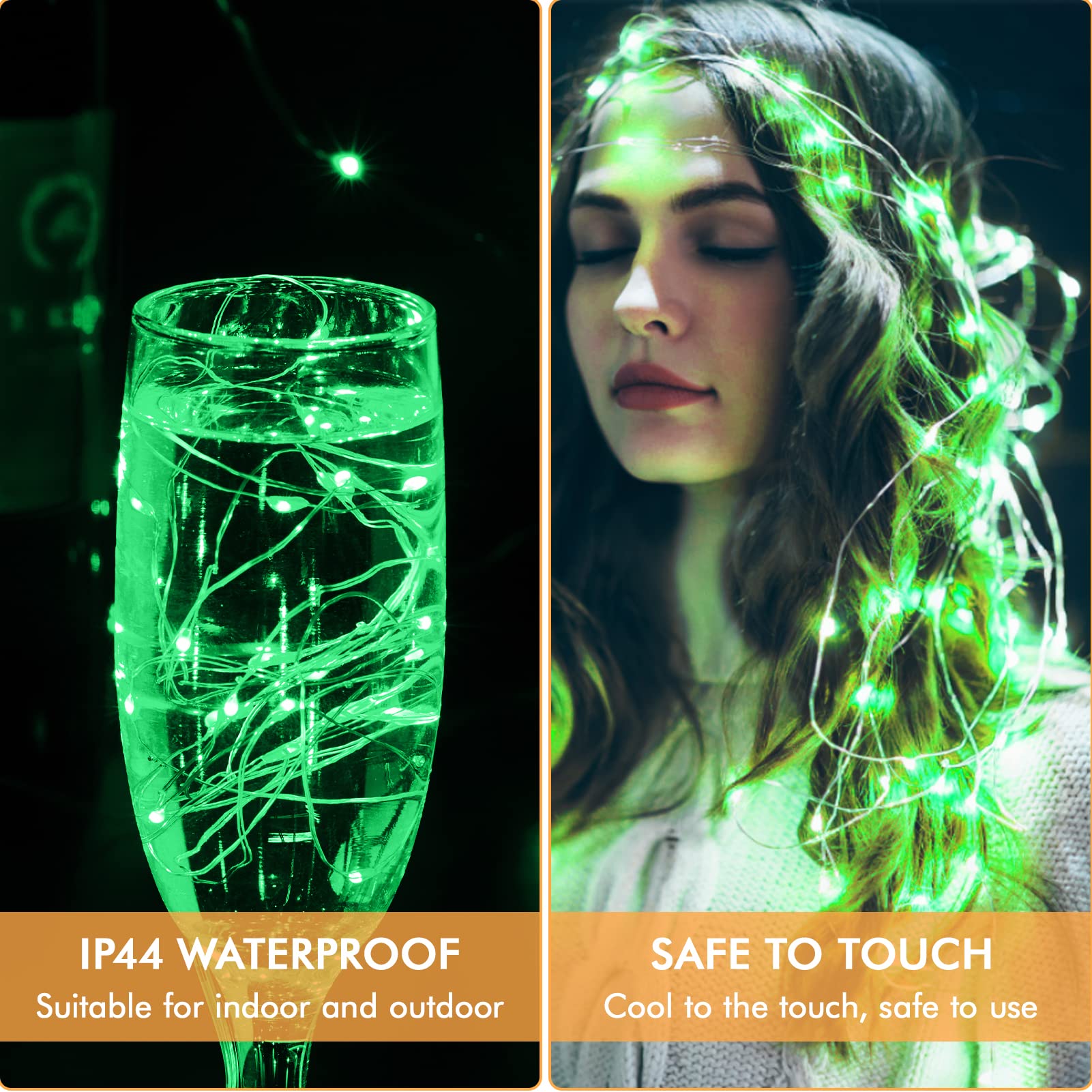 Camantu 12 Pack Green Fairy Lights Battery Operated, 7Ft 20Led Valentines Day Lights Battery Operated Waterproof Silver Wire For Diy Mason Jar Bedroom Party Birthday Wedding Christmas Decorations