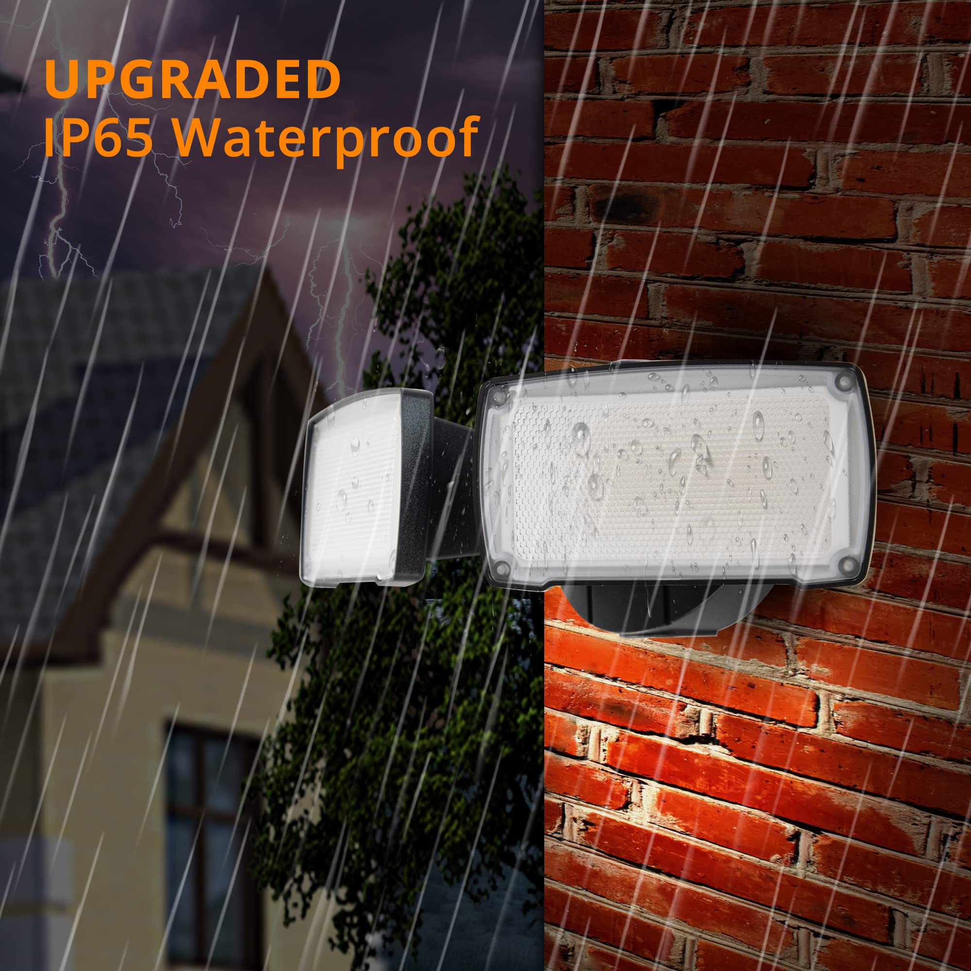 UME LED Security Light 2-Pack, 19W Dusk to Dawn, 2000LM, 5000K, IP65 Waterproof, Adjustable Heads, Black, Model 7635419330