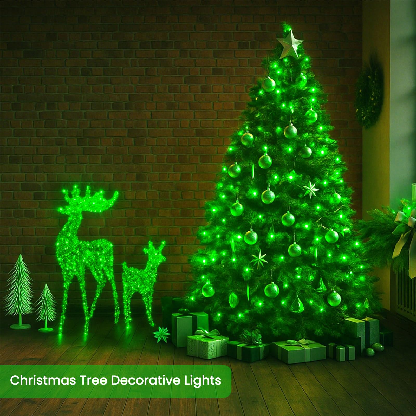 SANJICHA 200 LED Green Christmas Lights, 66FT Indoor/Outdoor Waterproof String Lights, Model MLS-D29V6WUC-O, 2-Pack