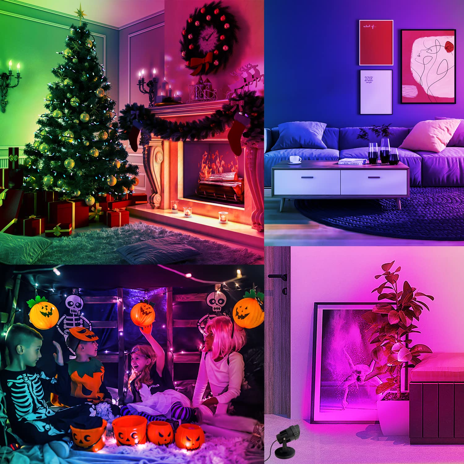 Fzwle Rgbw 6W Color Changing Spot Lights With Remote, 16-Color Uplighting Indoor, 120V Plug-In & 6Ft Cord, Includes Floor Foot S