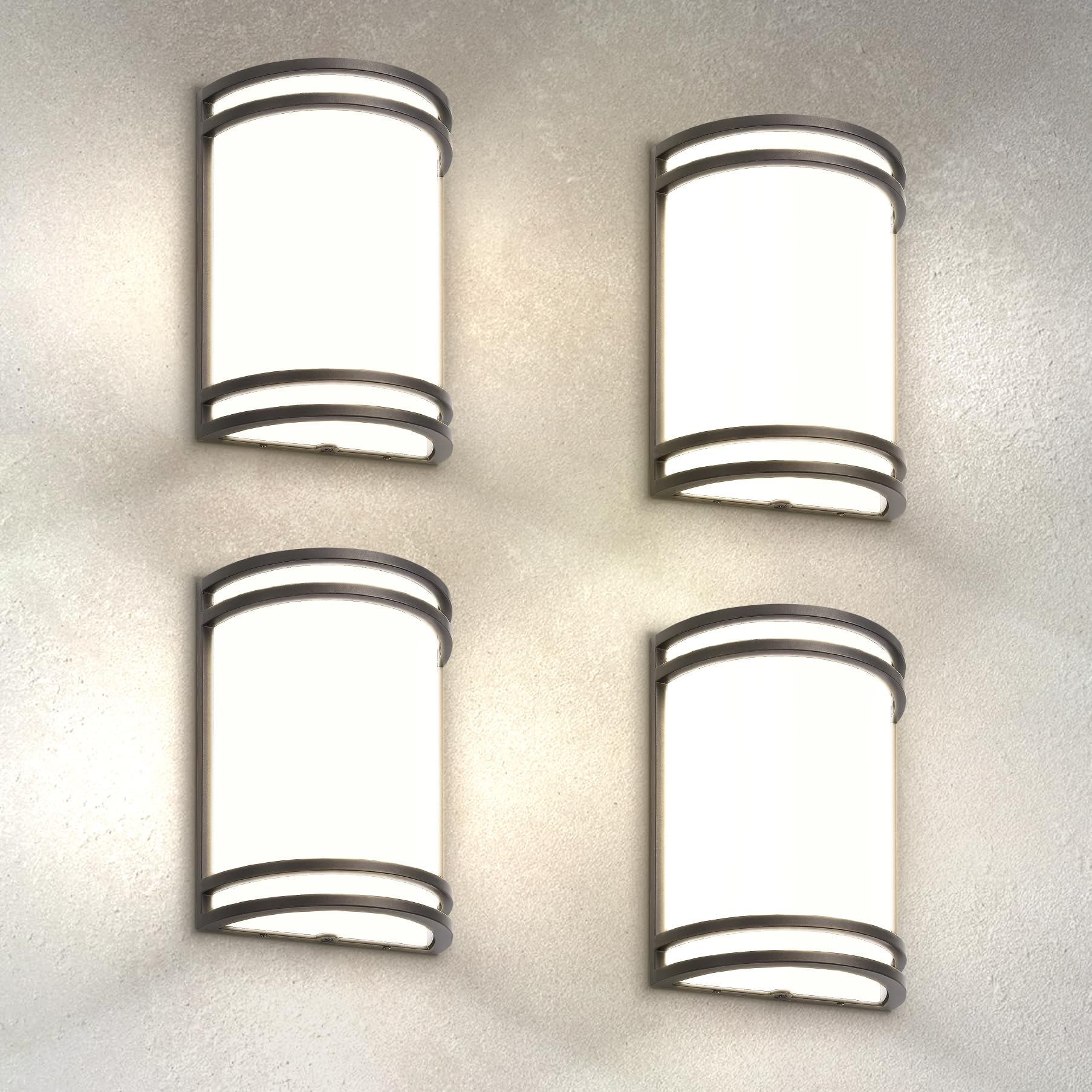 ASD 10 Inch LED Outdoor Wall Mount Light Fixture - 15W Dimmable - Oil Rubbed Bronze - Durable Aluminum - 4 Pack