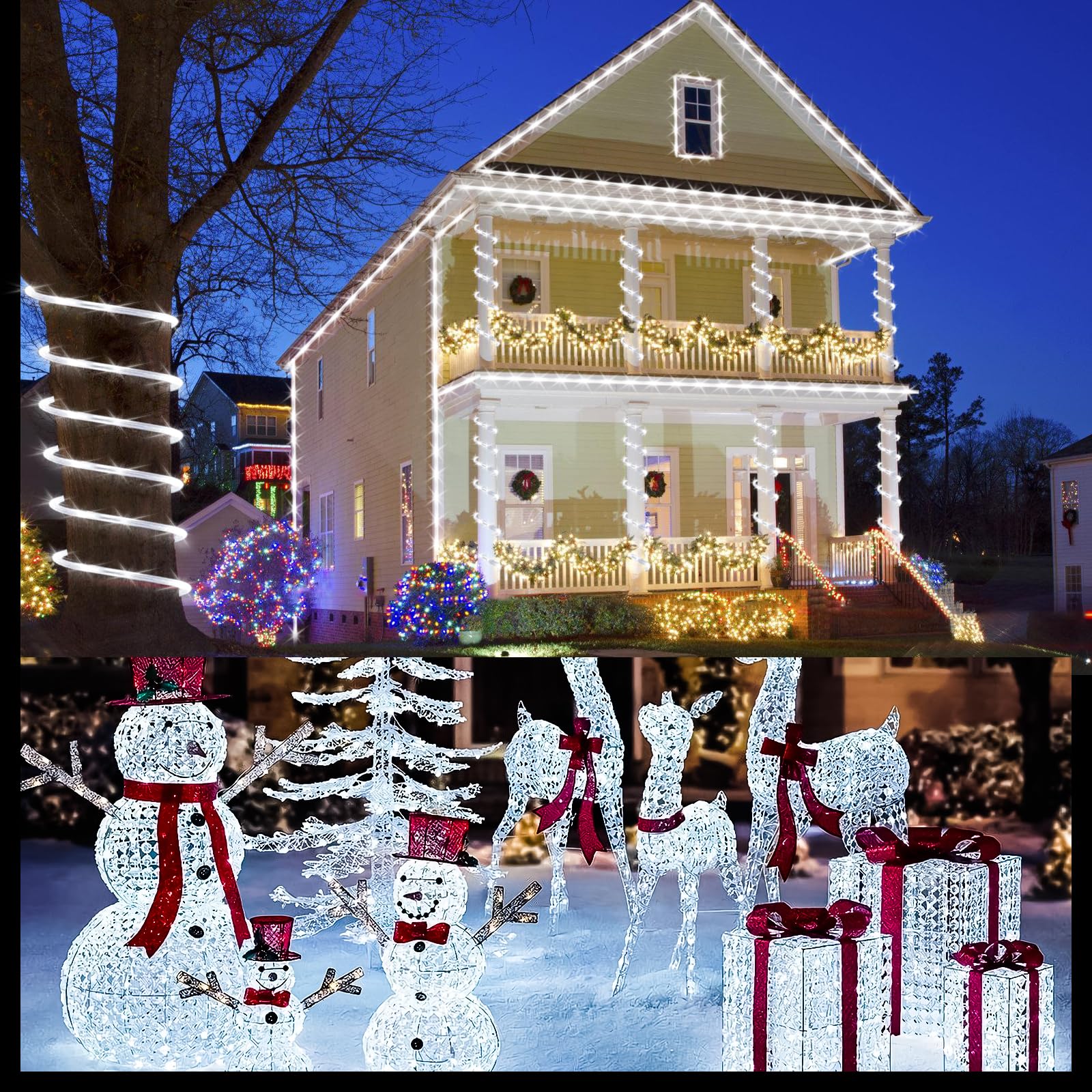 Shgpoda 66Ft/20M 720 Leds Rope Lights, Cool White Rope Light Outside, Waterproof Rope Lighting For Indoor Outdoor, Plug In Flexible Connectable Decor Lights For Garden, Patio, Pool, Bedroom (6000K)