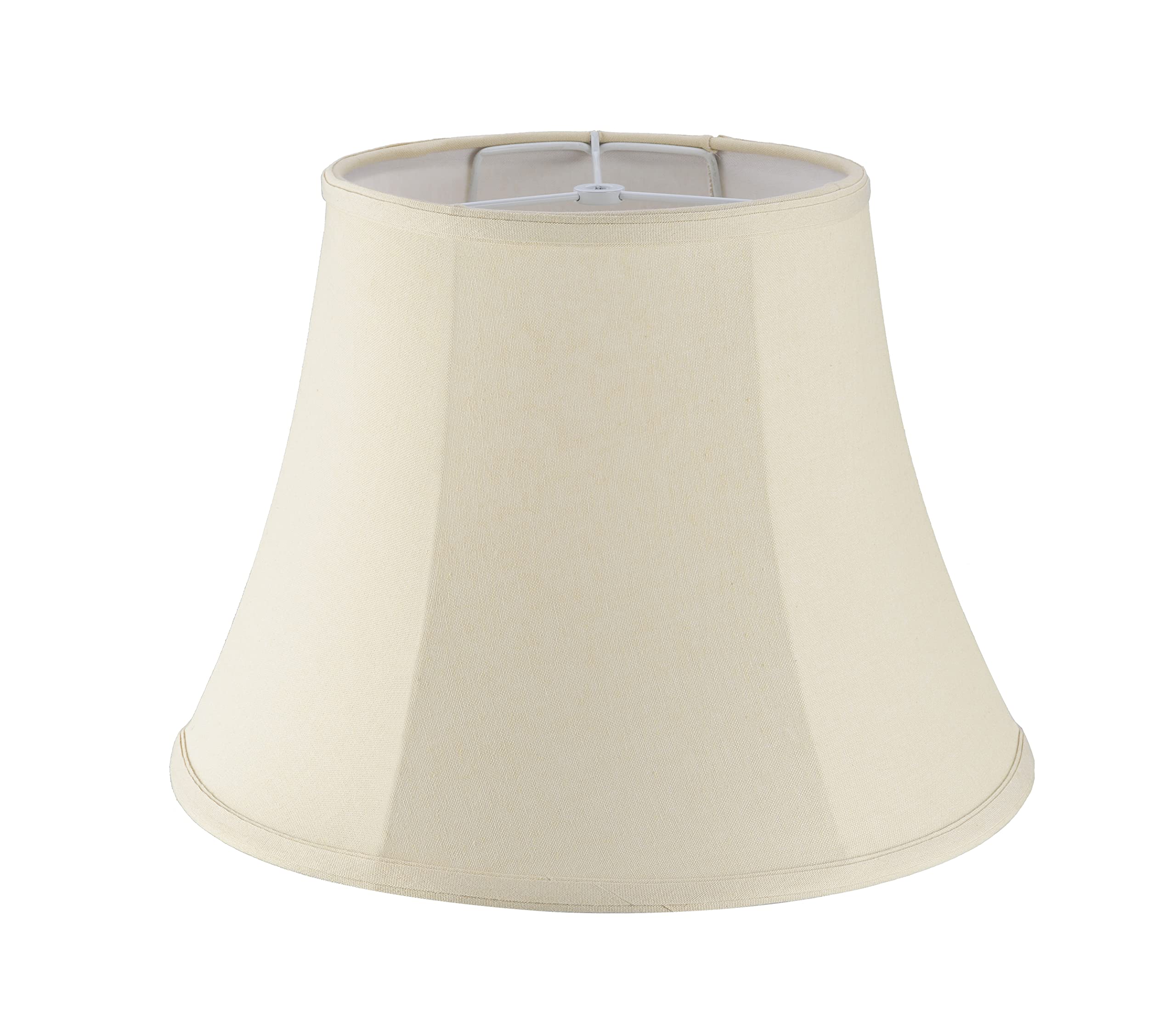 Aspen Creative 38005, Handsewn Natural KD Spider Shade, 9&quot; Top x 15&quot; Bottom x 11&quot; Slant , White