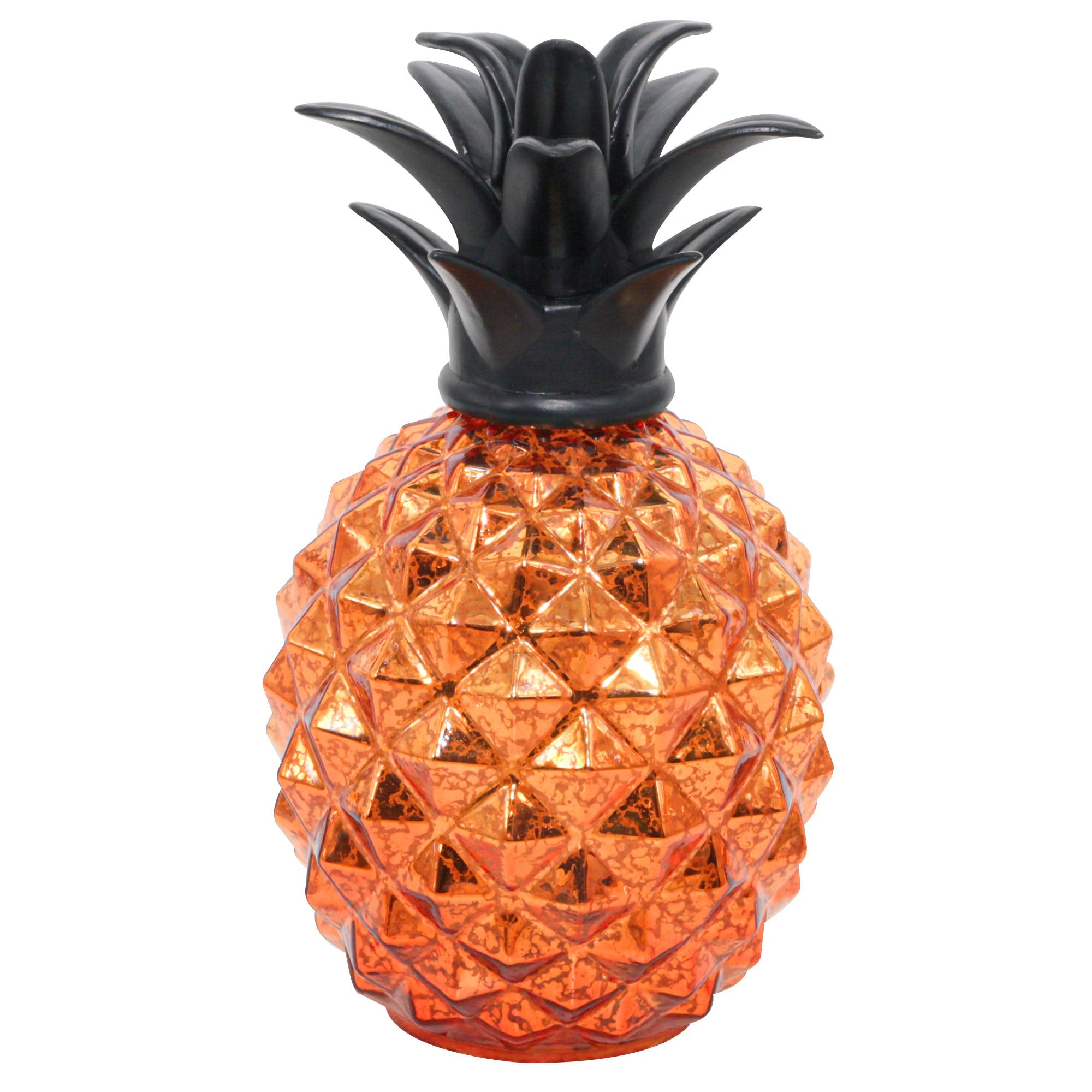Romingo Mercury Glass Pineapple Lamp 9 Inch Batteries Operated Night Light with Timer for Living Bed Room, Women's Gift for Wife