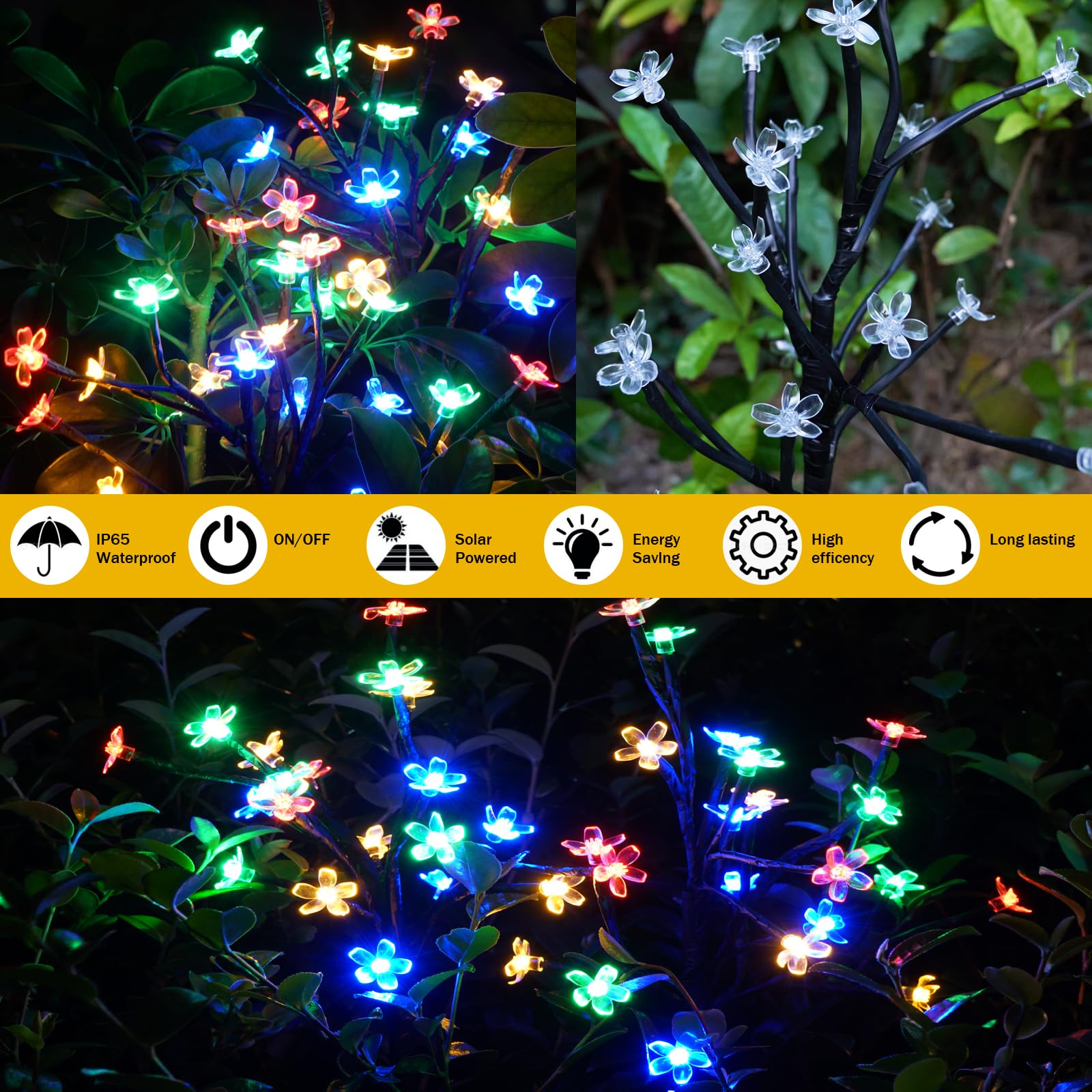 Iueecen Solar Flowers Lights Garden Decor, Solar Garden Lights Outdoor Decorative,2Pack 40Led Solar Lights Outdoor Garden Waterproof Fairy Lights For Outside Yard,Lawn Decorations Gardening Gifts