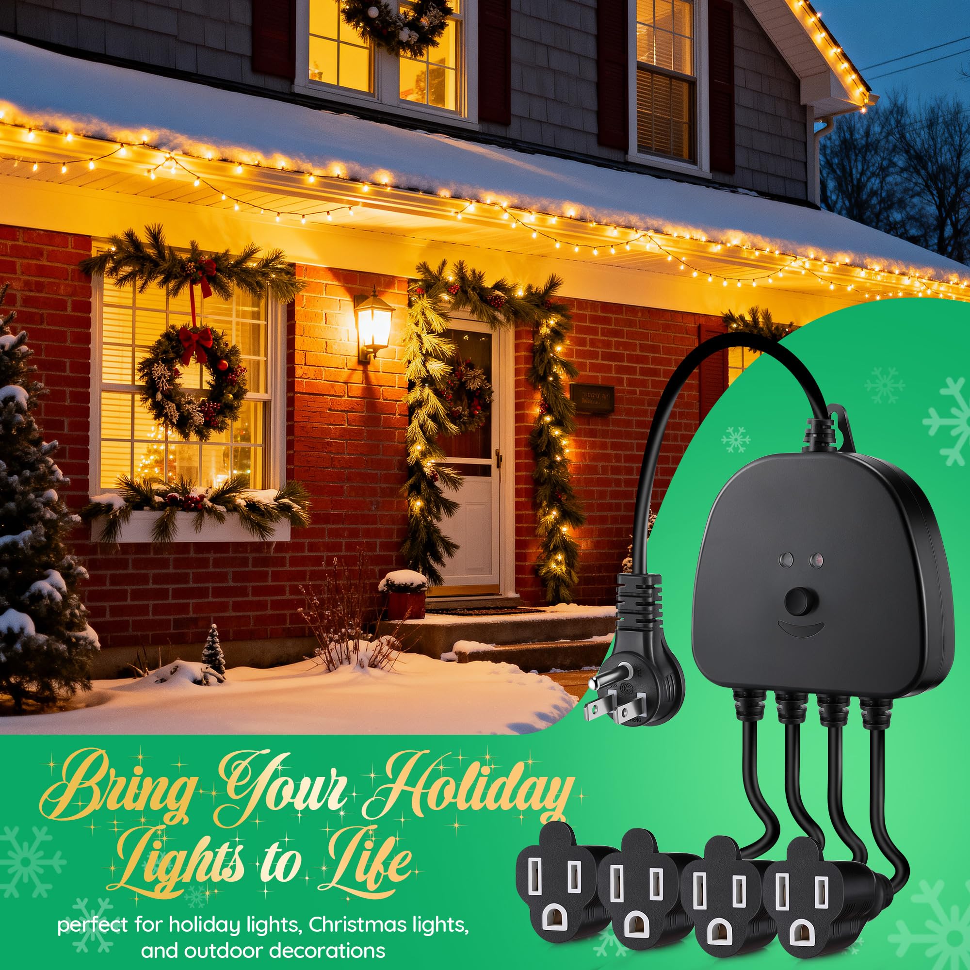 Gulfmew Christmas Light Controller with Remote, 14 Functions, Waterproof, Black, Model TD-Gulfmew-1050