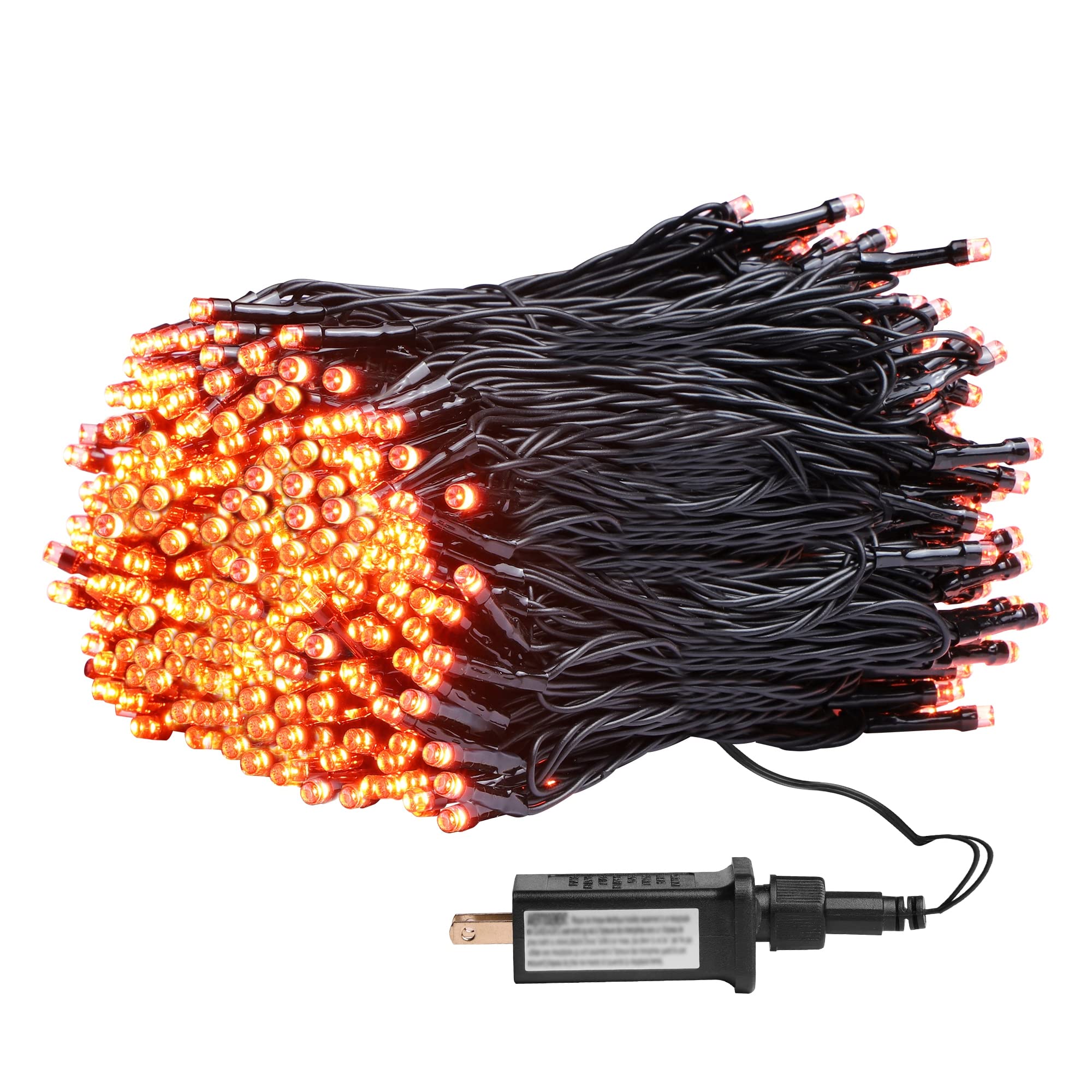 weillsnow 164FT 500 LED Orange Halloween String Lights, Waterproof, 8 Modes, Copper, Model HB-500COI