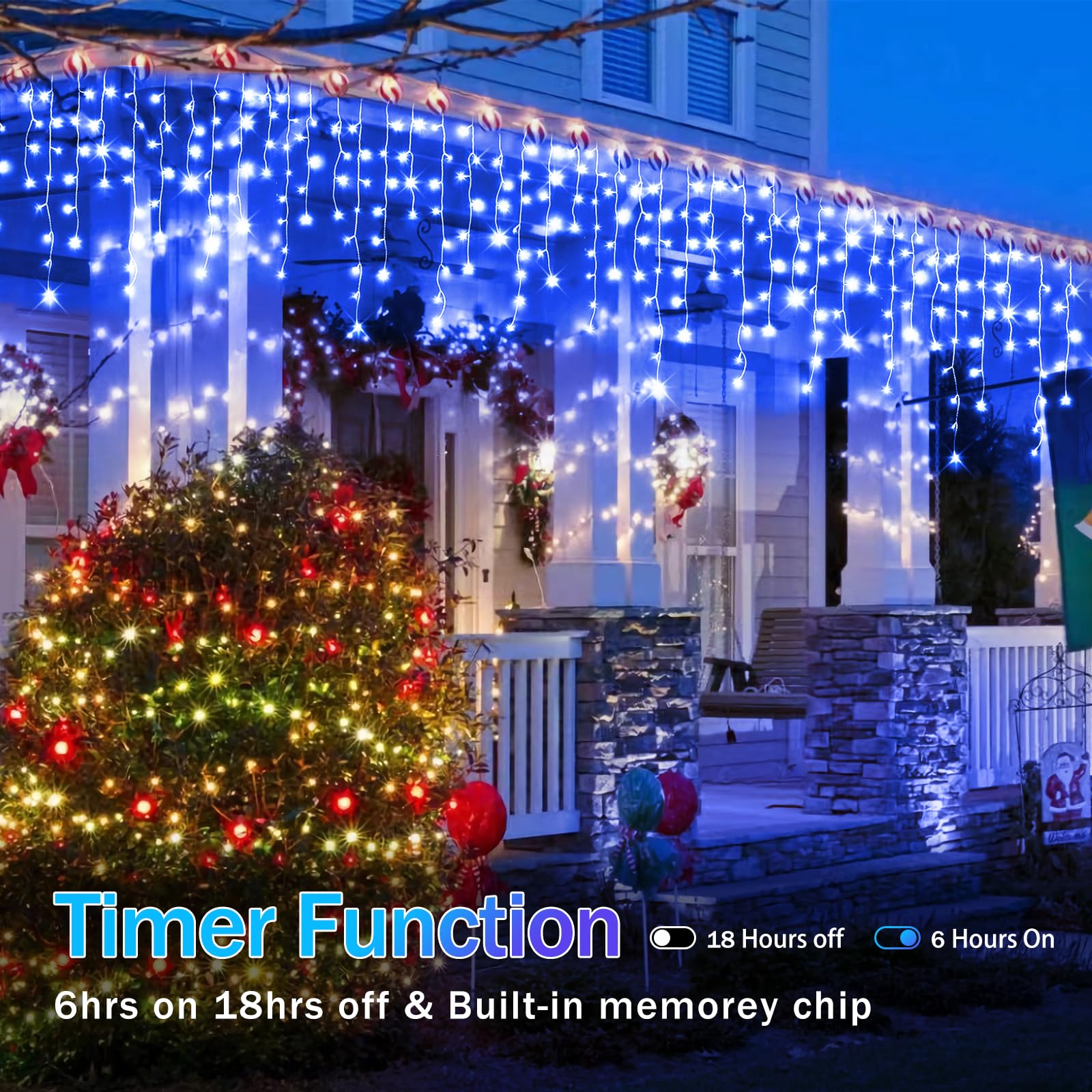Qhlxjyy 164 Ft Christmas Lights Outdoor Decorations 1500 Led 8 Lighting Modes With Timer Memory Waterproof Fairy String Light With 250 Drops Christmas Light For Home Roof Party Holiday Wedding Decor