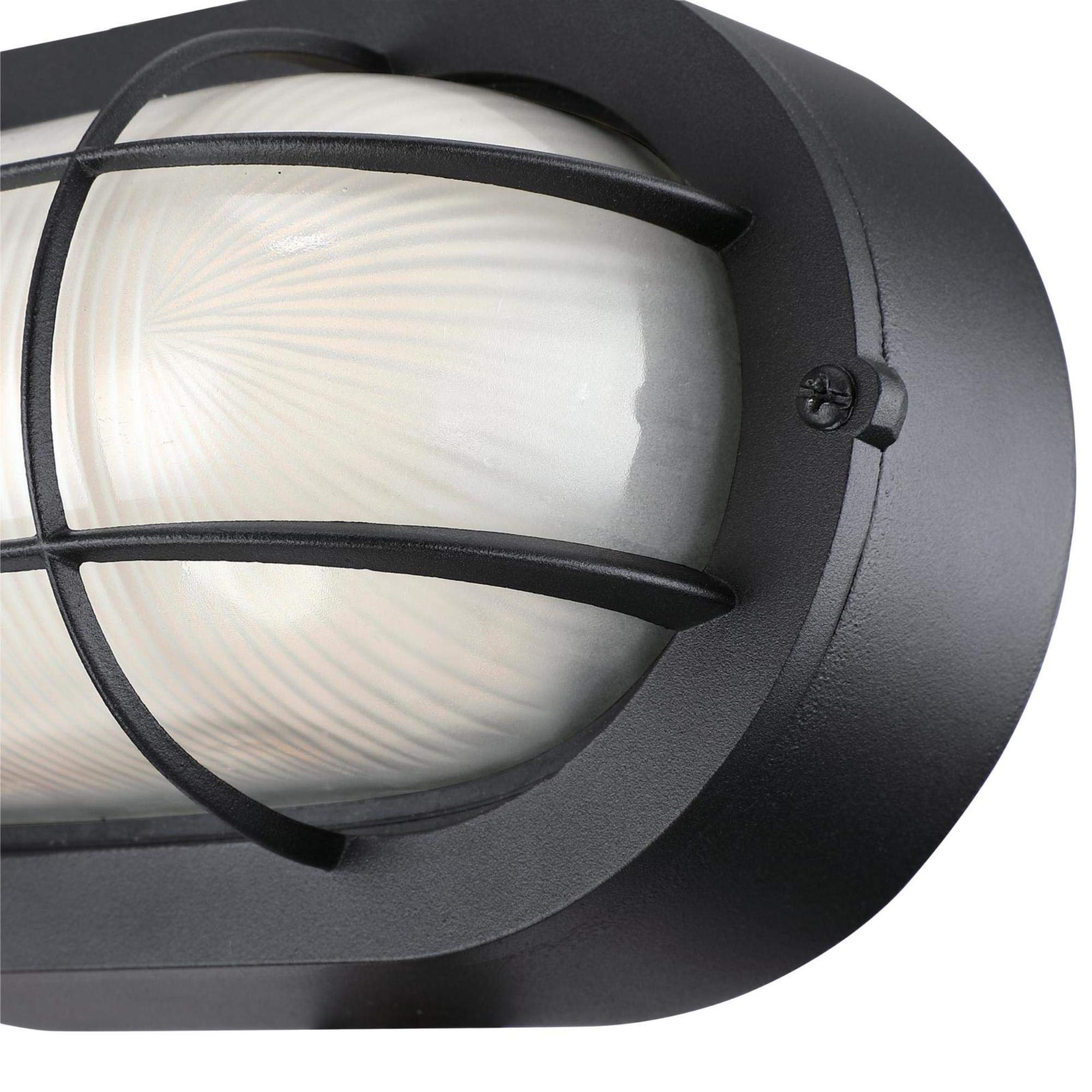 Westinghouse 6113700 One-Light Dimmable LED Outdoor Wall Light, Textured Black Finish, White Glass