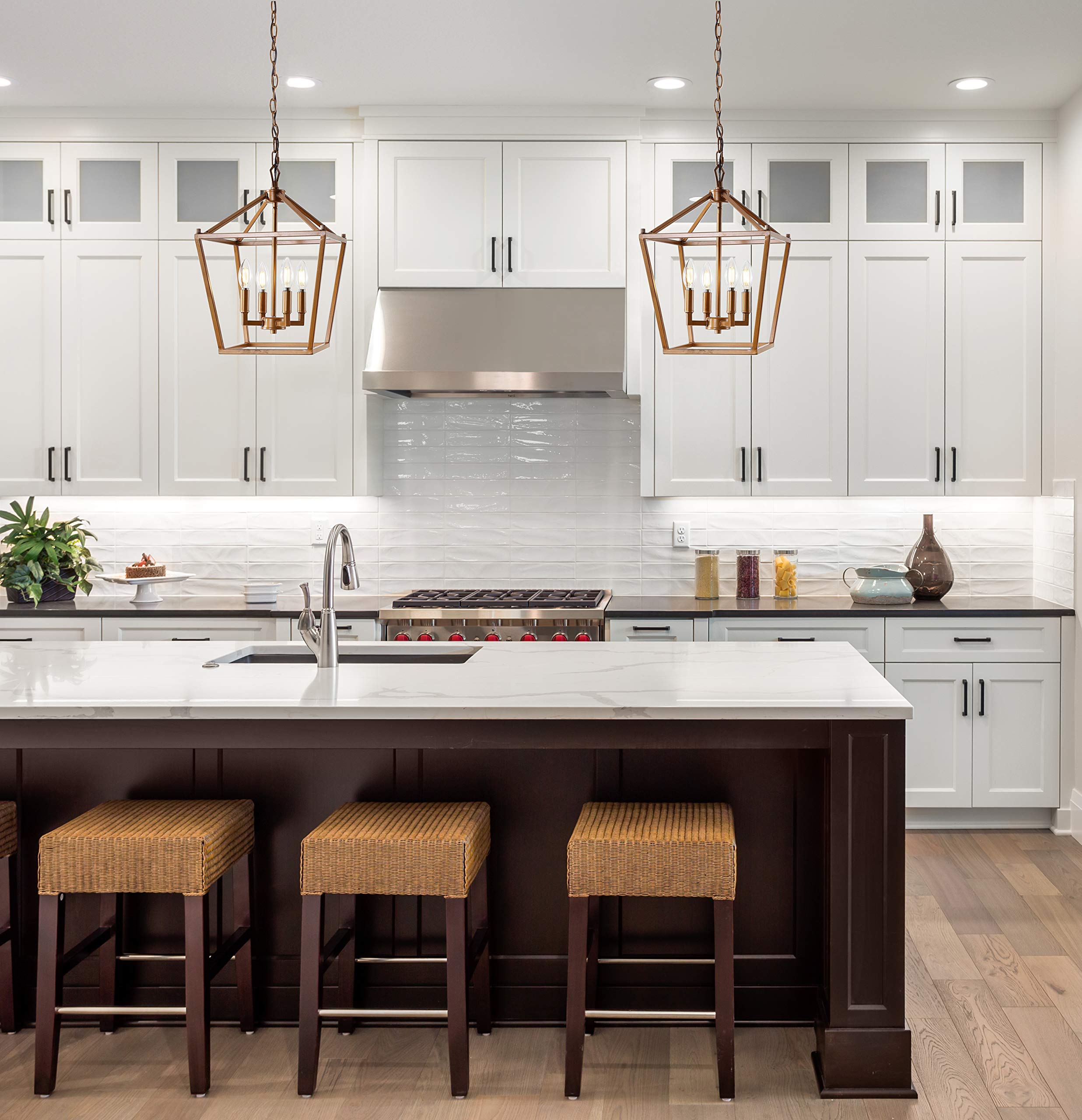 Jonathan Y Jyl7436B Pagoda Lantern Dimmable Adjustable Metal Led Pendant Classic Traditional Farmhouse Dining Room Living Room K