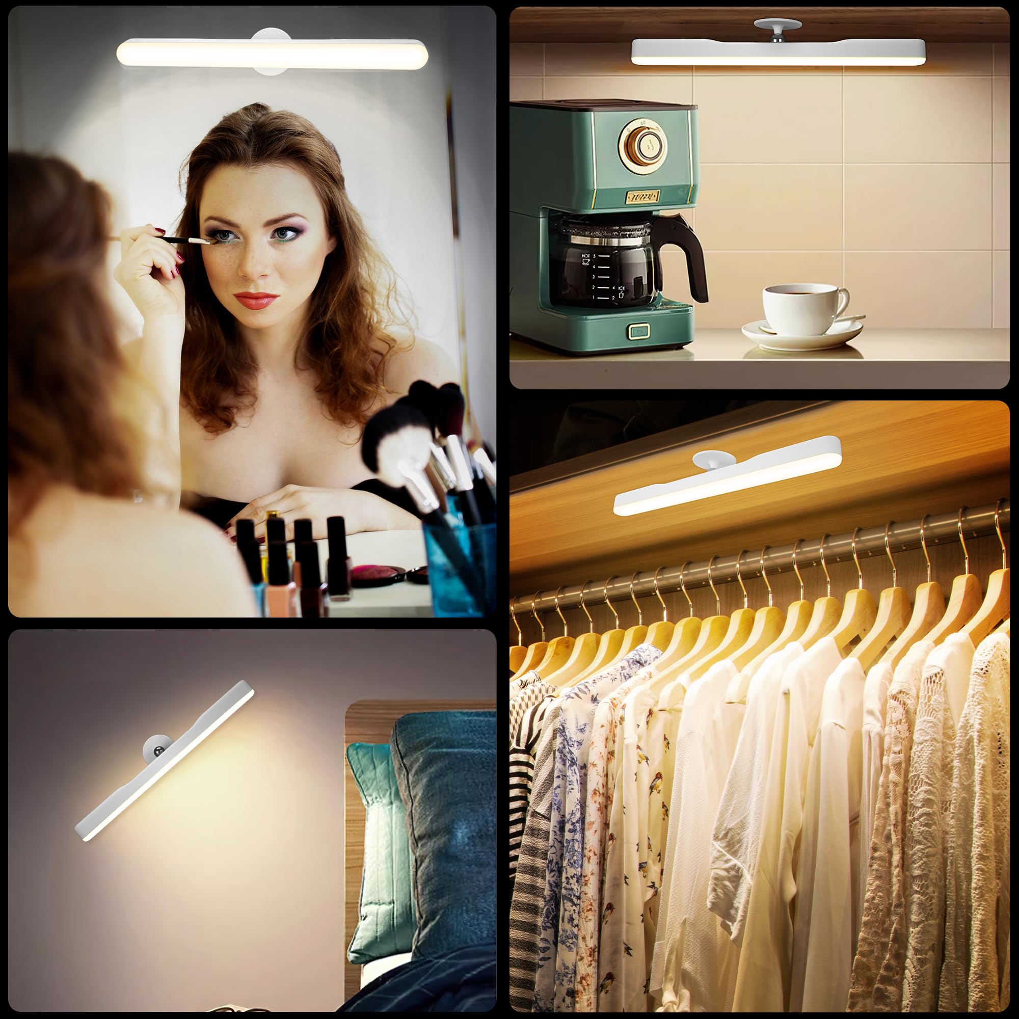 cambk Wireless Makeup Vanity Lights - Rechargeable LED Light Bar, 3 Color Temps, Adjustable Brightness, White, Model M0064A1-ck-video