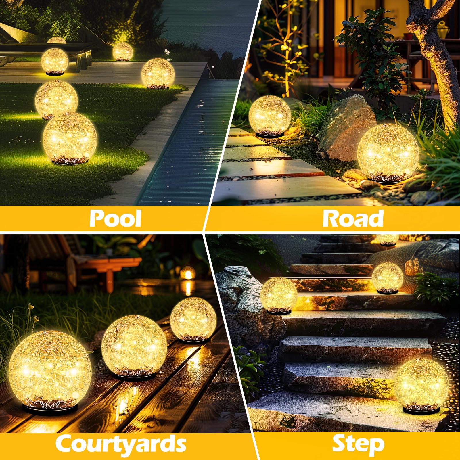 Coroor Solar Ball Lights - 80 Led  ed Glass Globe, Waterproof, 5.9 Warm White (2 Pack) For Garden, Path, Patio, Christmas Decor