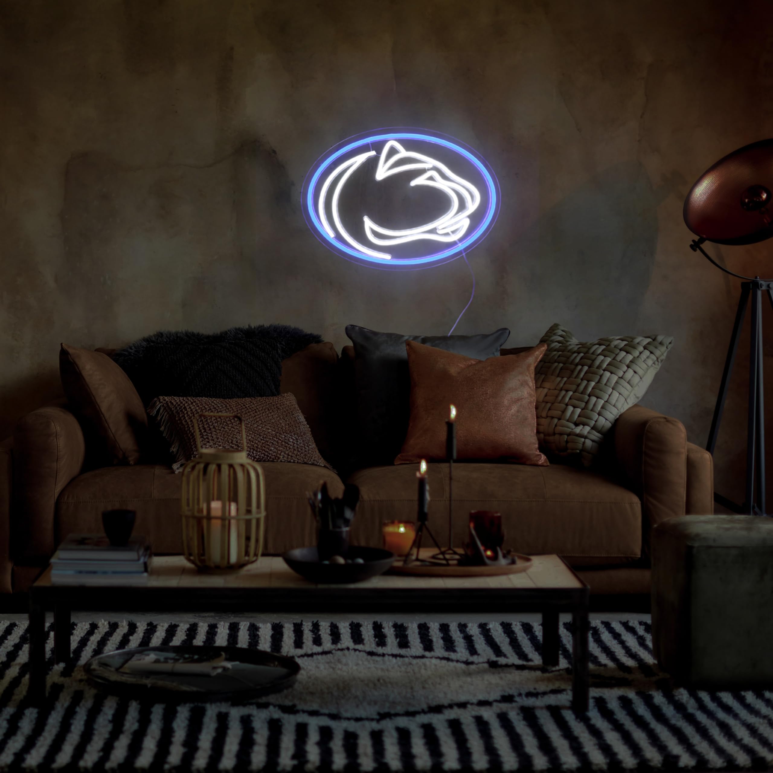 SHINEMYWAY LED Neon Sign for Room Decor, Penn-Blue & White, Dimmable, 15.2inx10.8in, Model SMW-Penn