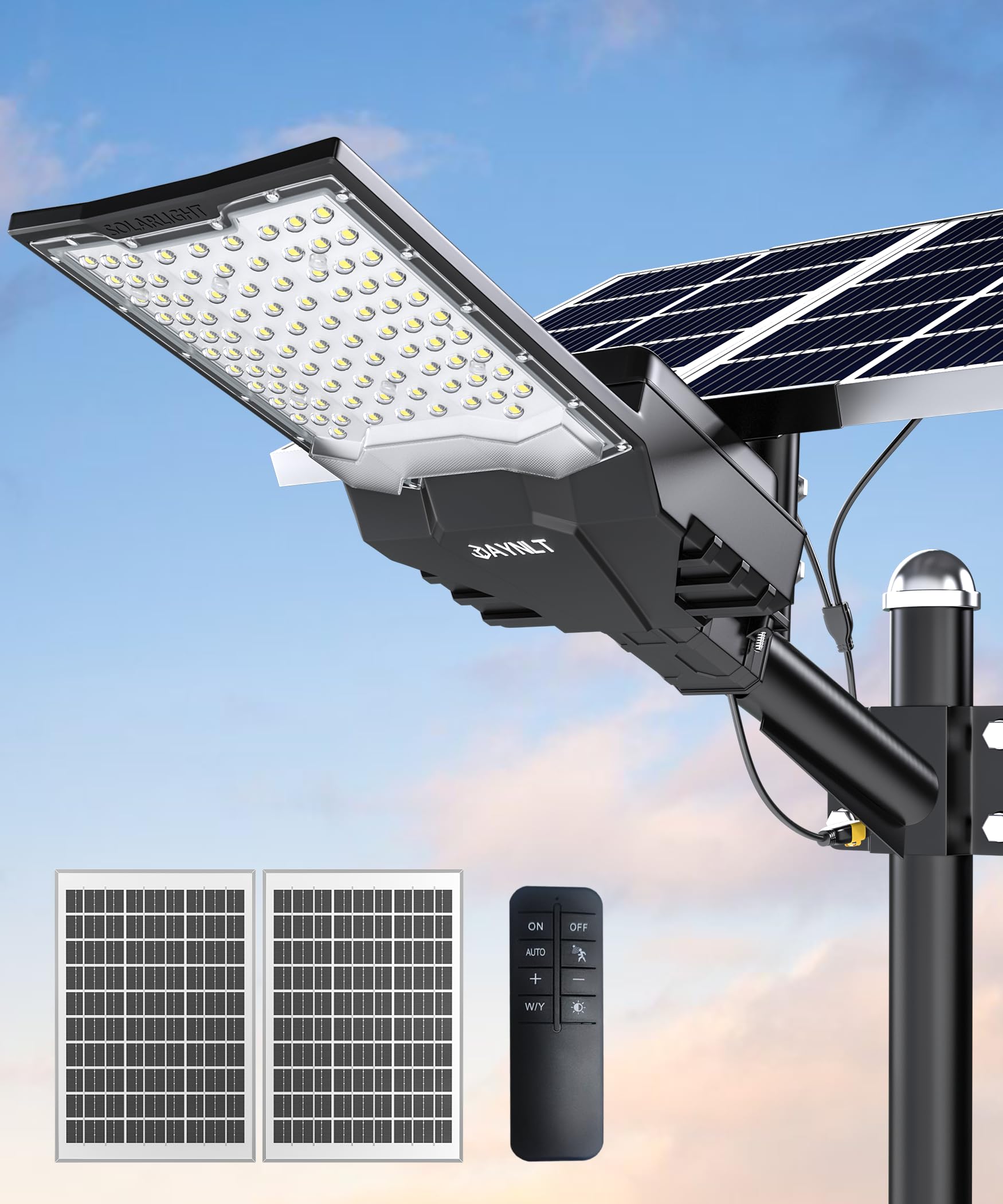 JAYNLT X-13000W Solar Street Lights Outdoor 6500K Ultra-Large Parking Lot Lights Commercial Dusk to Dawn IP67 Industrial Grade Waterproof Solar Power Flood Security Lamps for Farm Backyard