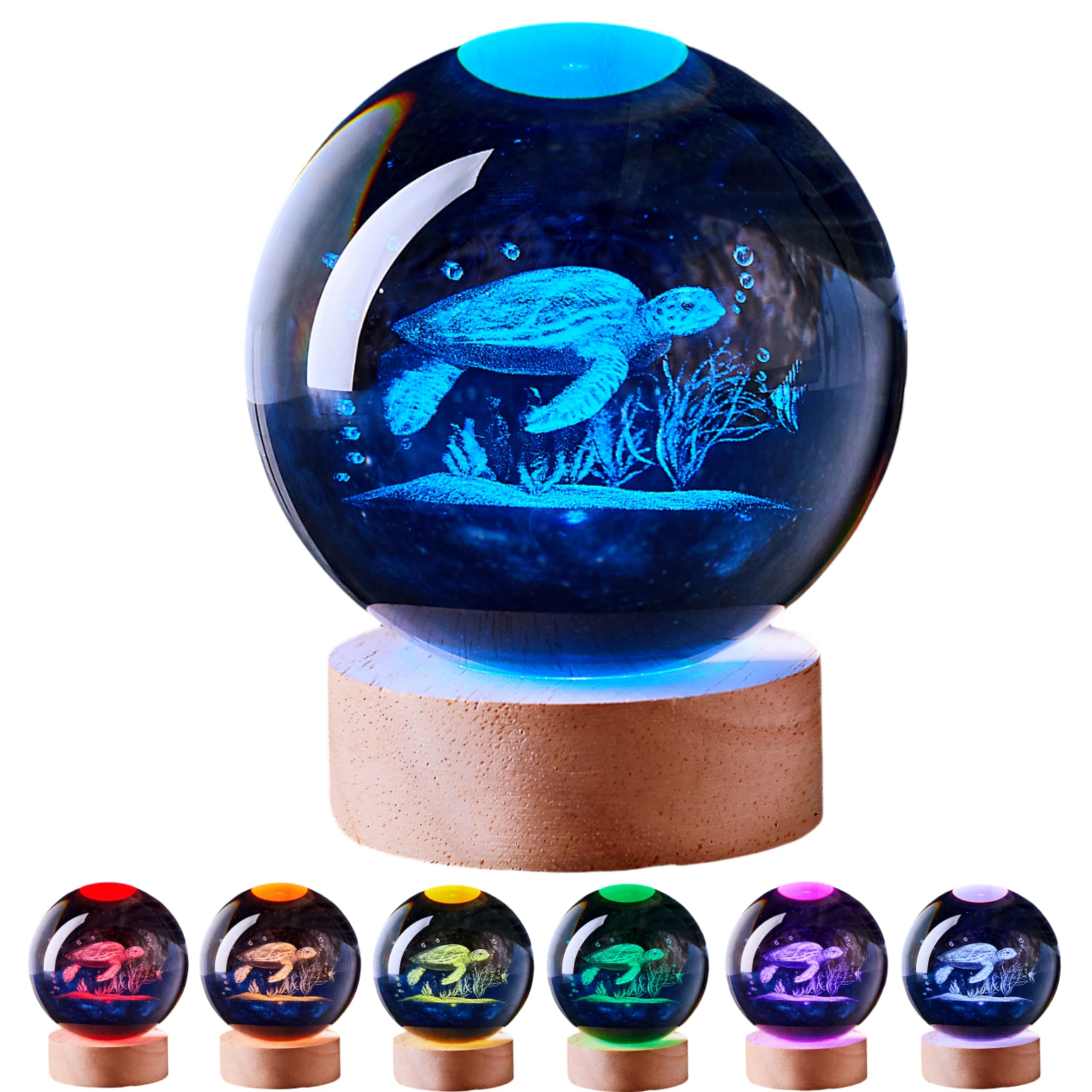 CBGCYSY Crystal Ball Lamp with LED Wooden Base, 16 Colors Change & Remote Control Crystal Ball Night Light, Upgraded 3.15 Inch G