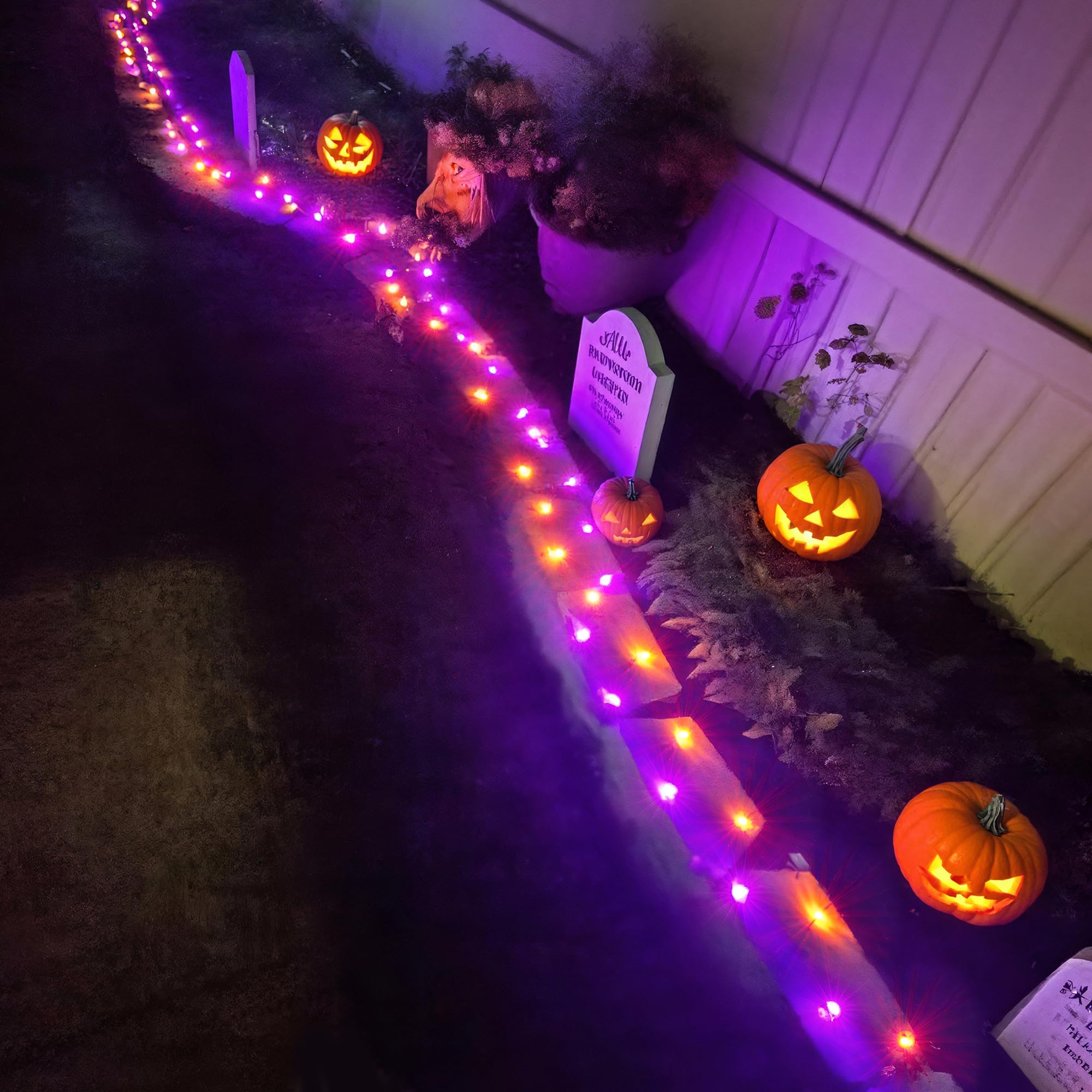BlcTec Halloween String Lights 500 LED, 174FT, Waterproof, 8 Modes, Orange Purple, Model JT-EL/FC300V0200-C