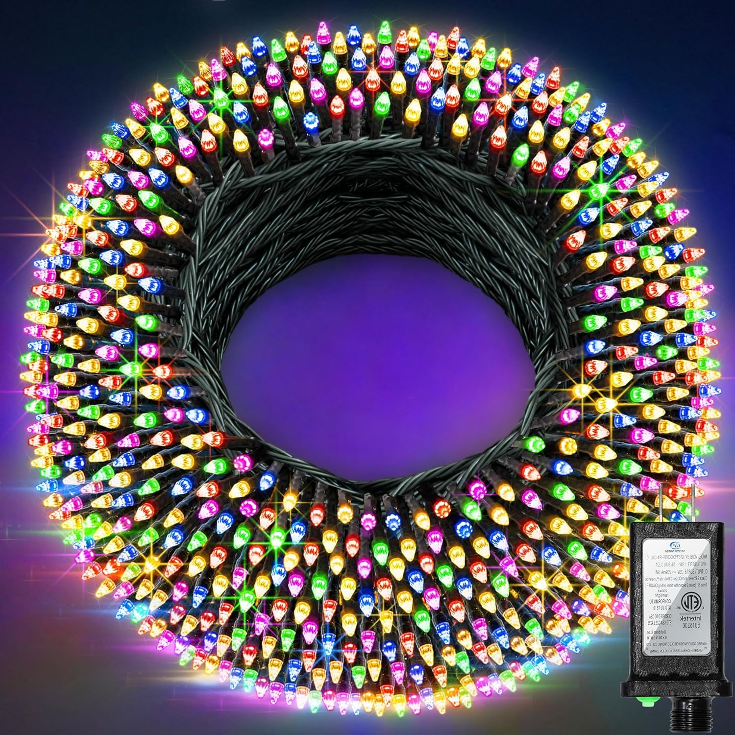 1500 Led 470Ft Christmas String Lights Outdoor  12 Modes And Timer Memory Dimmable  Plug In Waterproof Dark Green Wire Twinkle Fairy Light For For Xmas Yard Tree Wedding Party Decor (Multicolor)