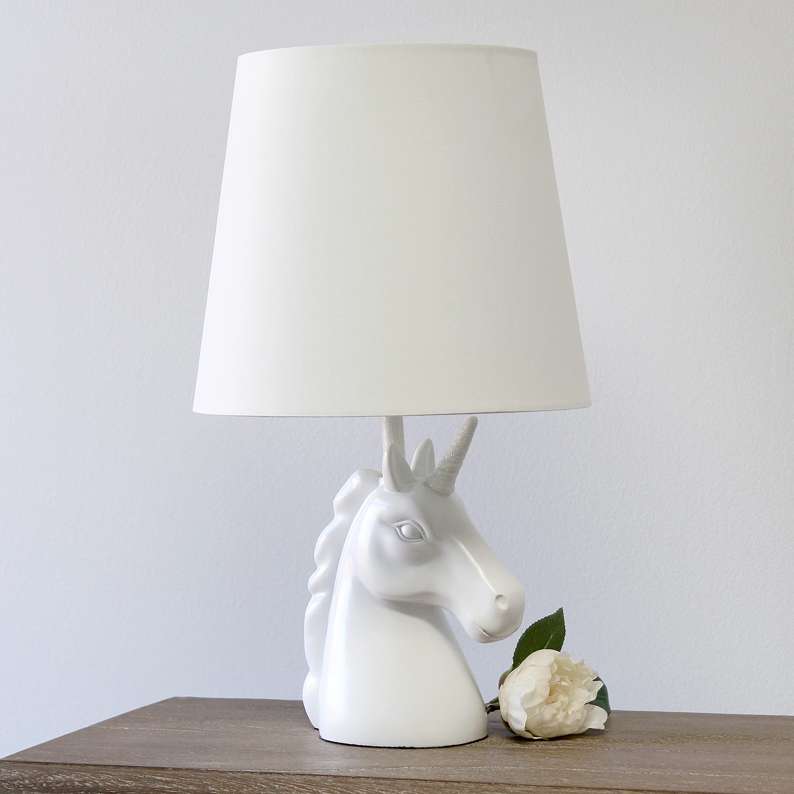 Simple Designs Lt1078-Ird Sparkling Glitter Unicorn Table Lamp, Iridescent