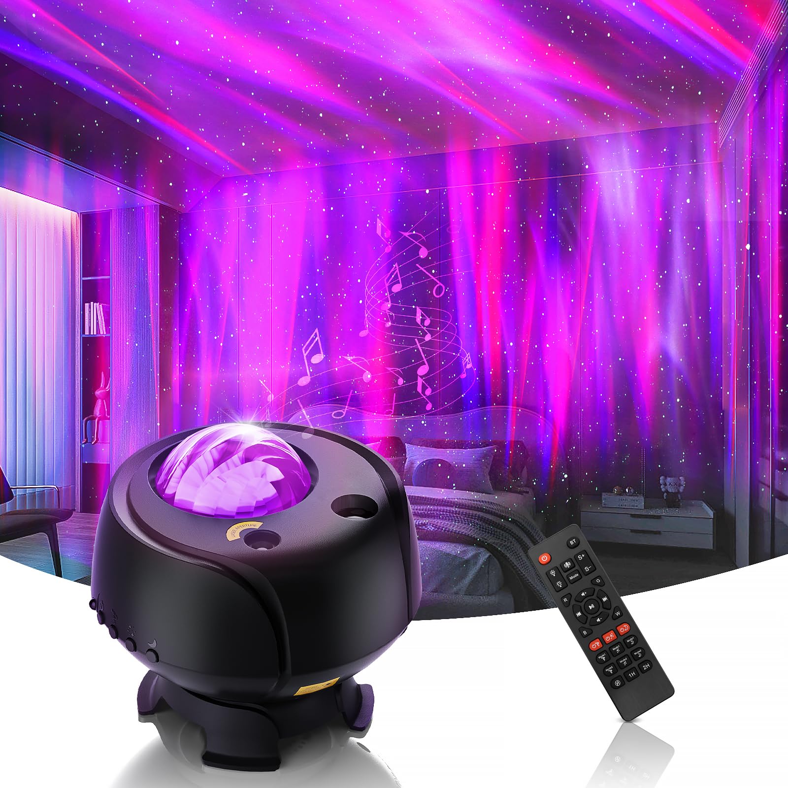 FLITI Galaxy Projector with 60 Light Effects, Black, Model AC6926, Remote Control, Bluetooth Speaker, Timer
