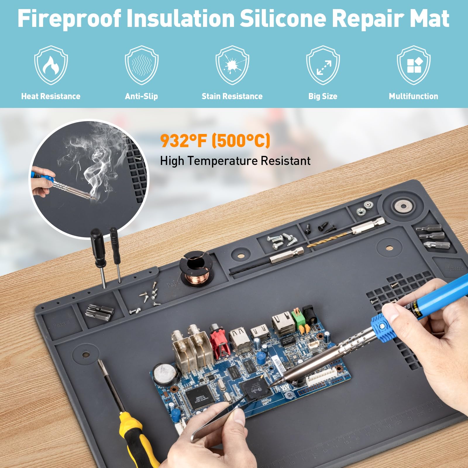 10X Magnifying Glass With Light And Stand, Soldering Helping Hands Repair Mat, Any Color Stepless Dimming Magnifying Lamp, 4 Pcb