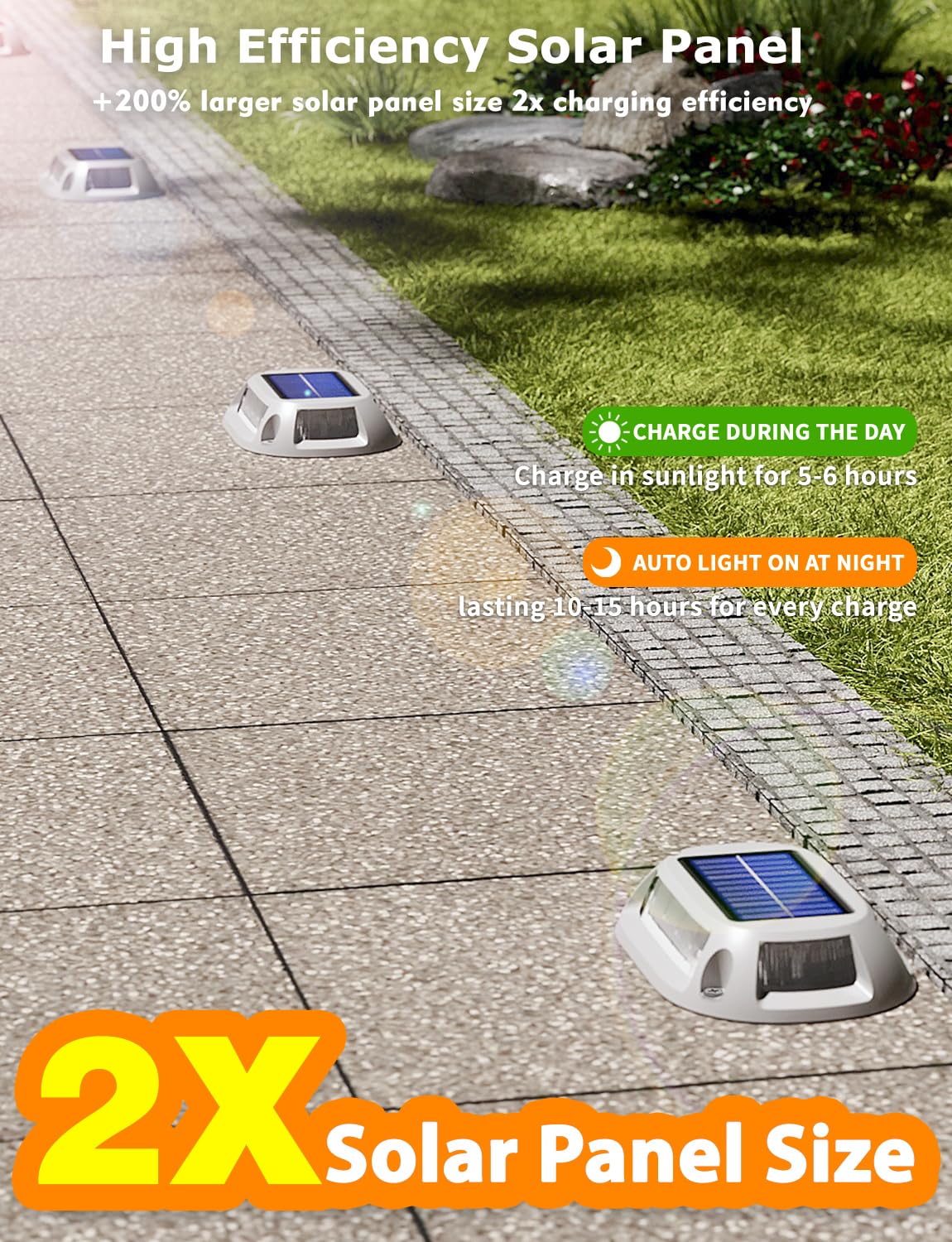 12Modes Solar Driveway Lights - 8Pack Marine Dock Lights Solar Powered Waterproof - Ip68 Solar Deck Lights Outdoor Waterproof - Led Driveway Markers - Aluminum Alloy Boat Dock Lights