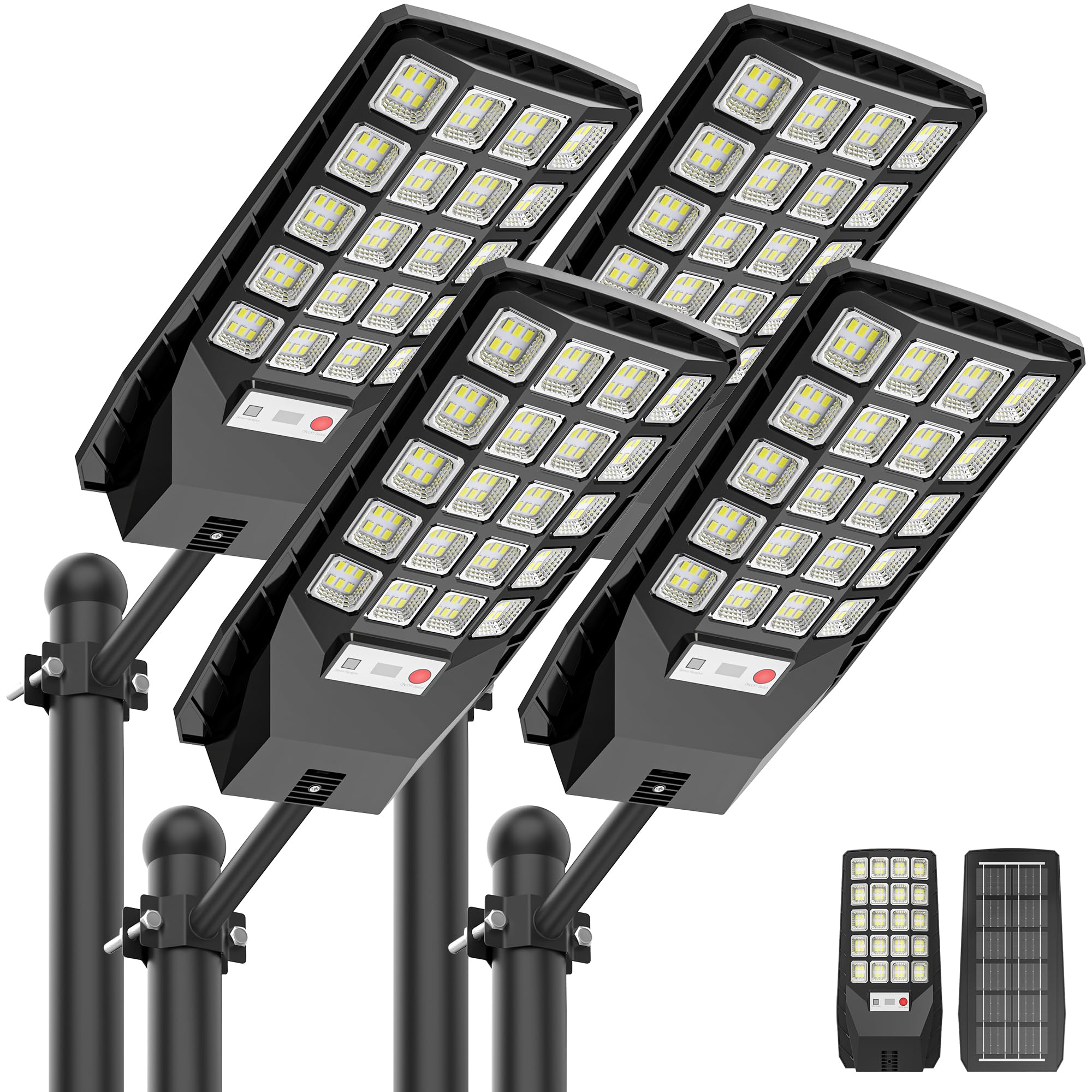 OKPRO Solar Lights Outdoor 320° Motion Sensor IP66 Waterproof 4-Pack Black Metal Model OK-XY120-4