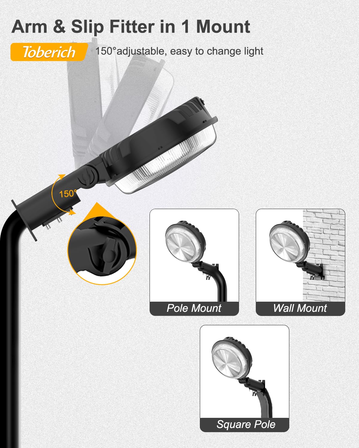 toberich LED Barn Light 150W 20000LM Dusk to Dawn IP66 Waterproof Black 1 Pack GCD-01