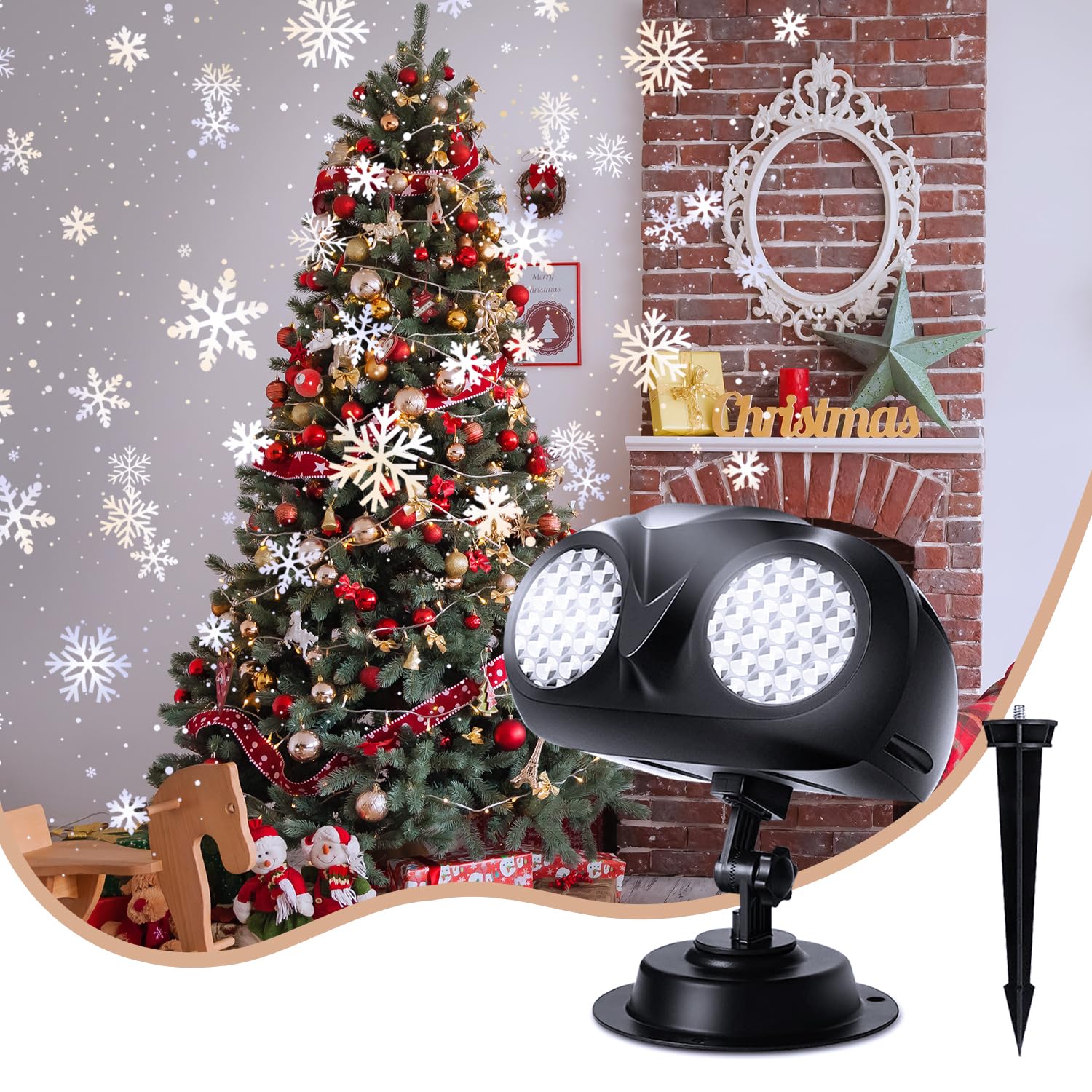 Milprox Christmas Snowfall Projector Lights - Dual Tube Snowflake Lamp For Indoor/Outdoor Decor