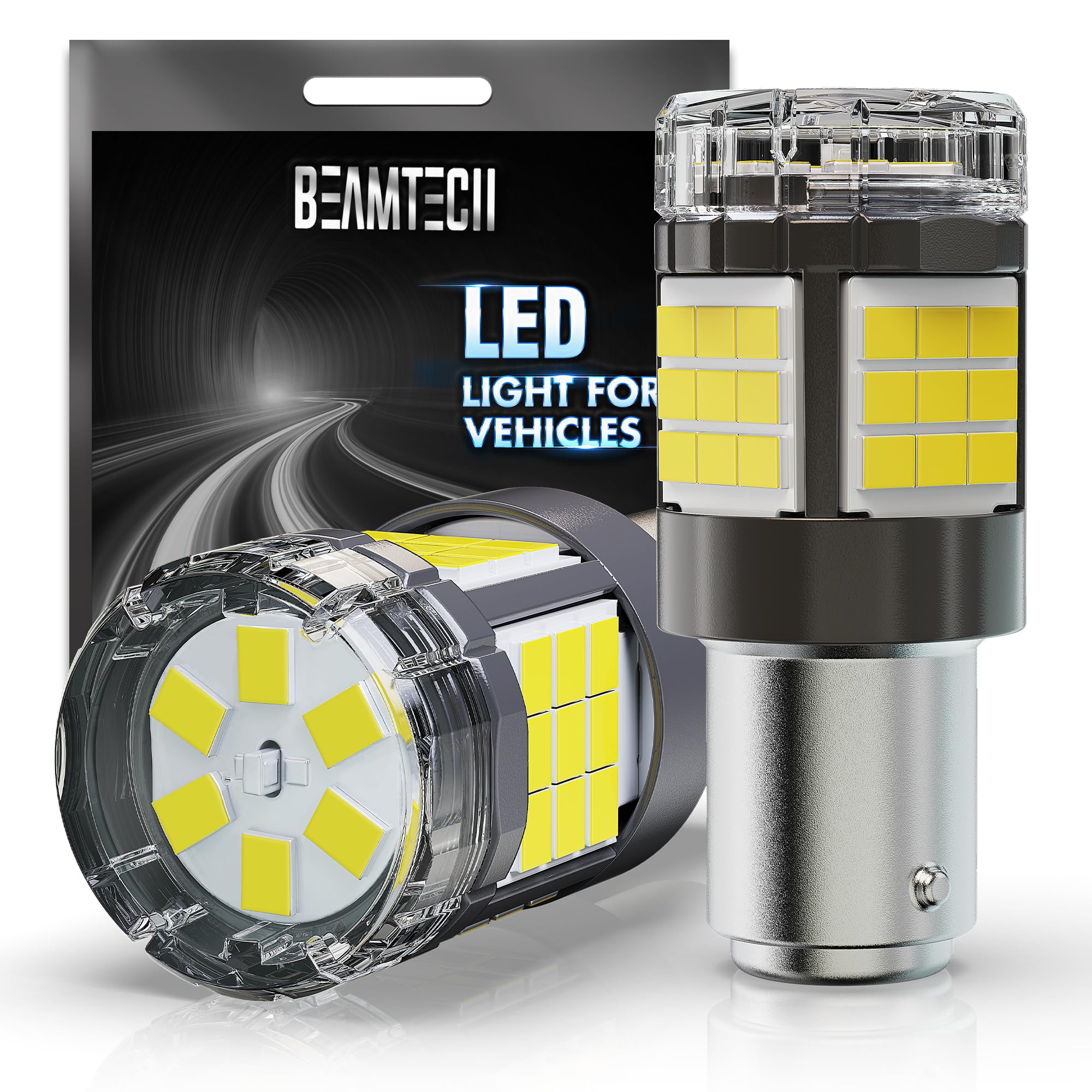 BEAMTECH 1157 LED Bulbs, 6500K Cool White, Super Bright, Replacement for Brake Tail Lights, Pack of 2