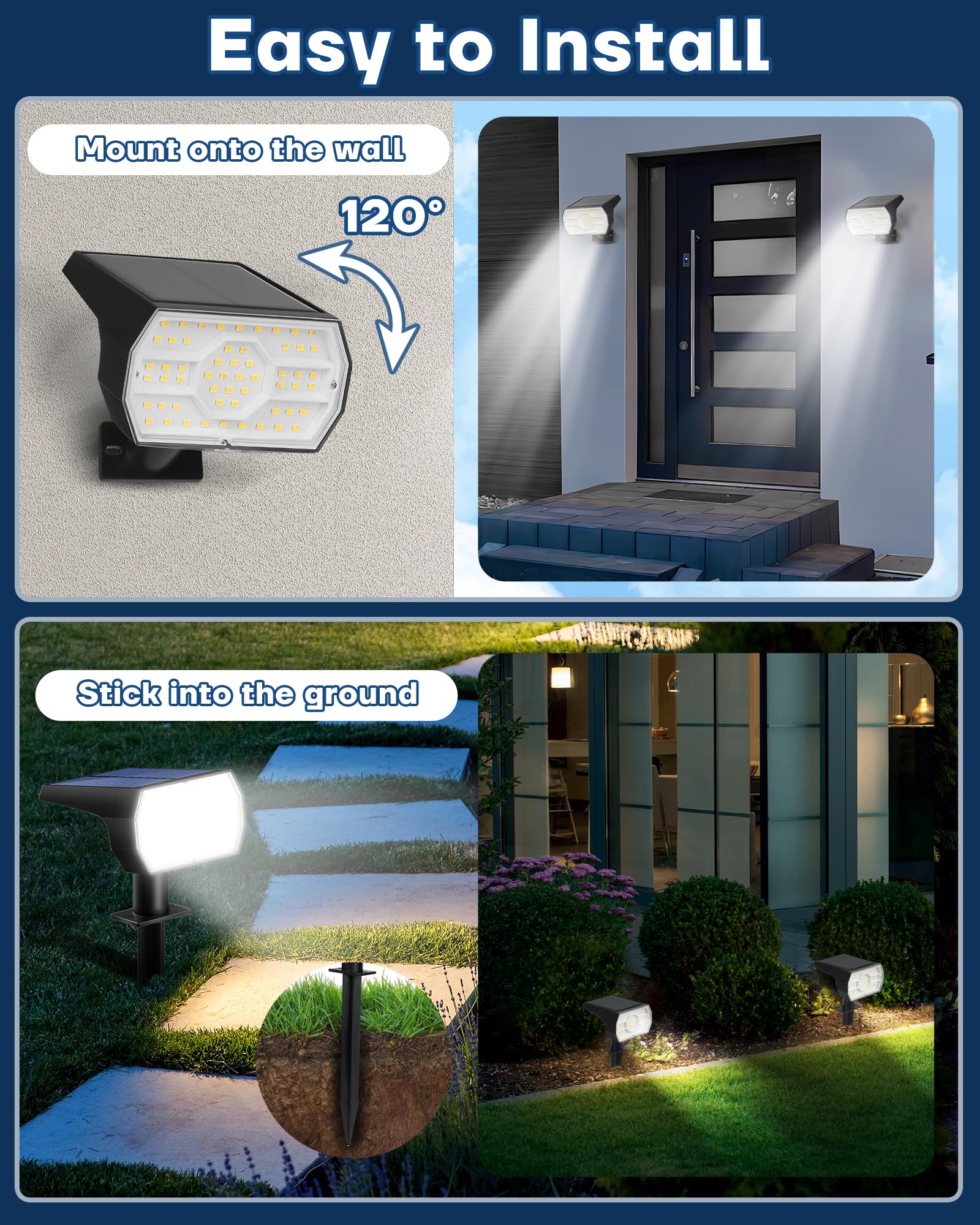 Kaxiida Solar Lights Outdoor Waterproof IP68, 56LED Spot Lights, 10 Pack, White, Model CPD-23