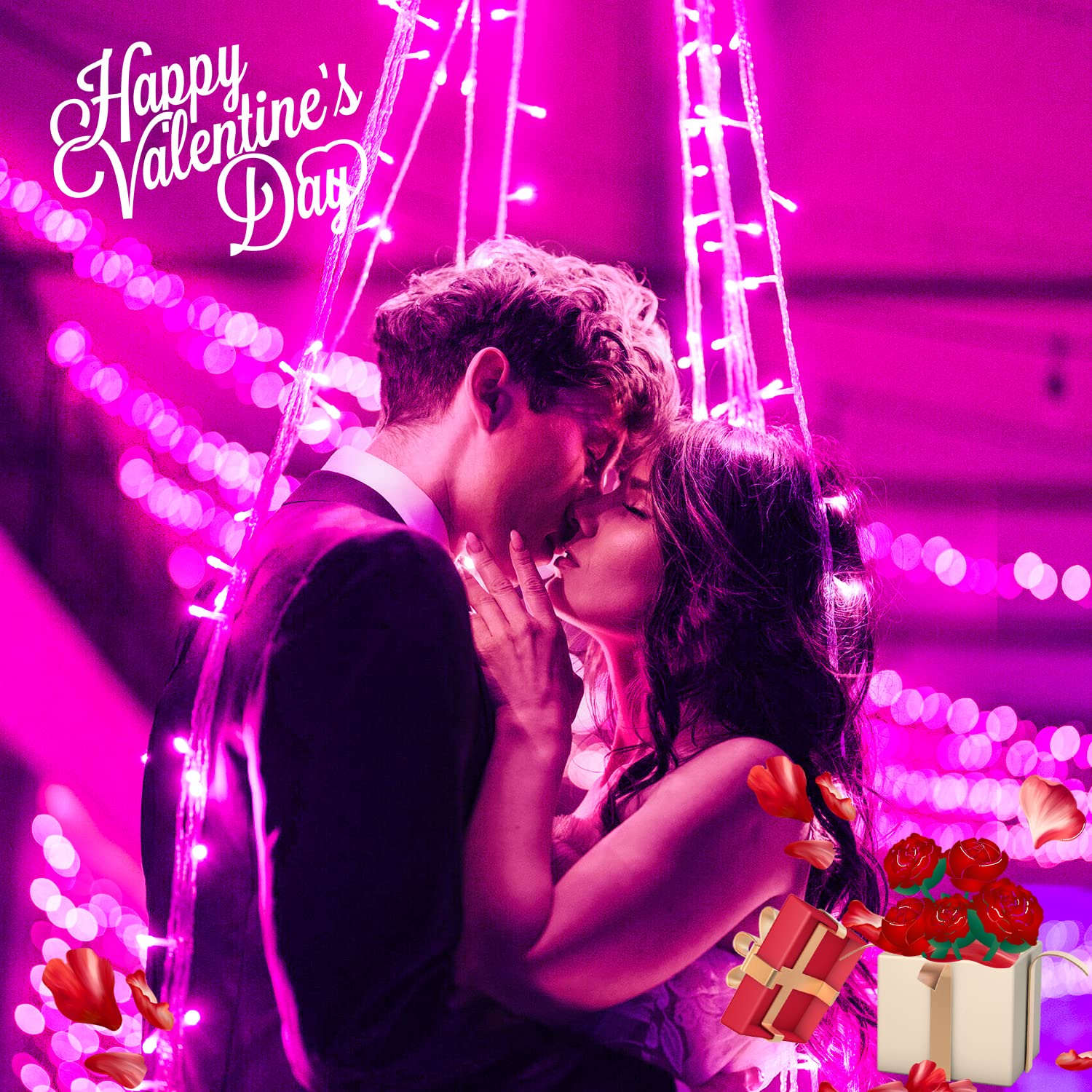 Jmexsuss Connectable 33Ft 100 Led Pink Lights For Bedroom Decor, 8 Modes Pink String Lights Clear Wire, Plug In Pink Christmas S