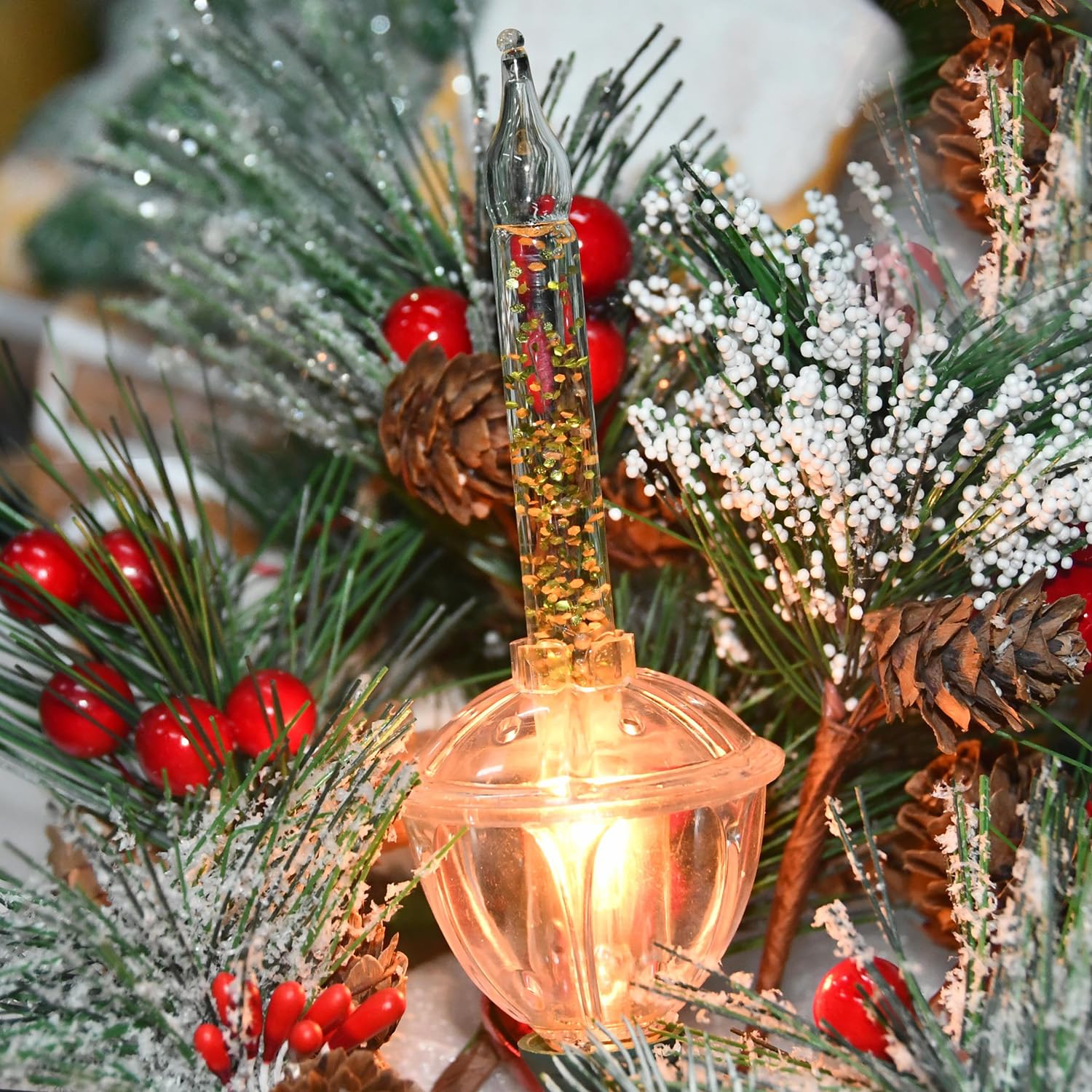 Sotopoo 4 Pack Vintage Christmas Clear Bubble Bulbs Replacement With Golden Glitter, For Christmas Tree Lights Replacement Bulbs