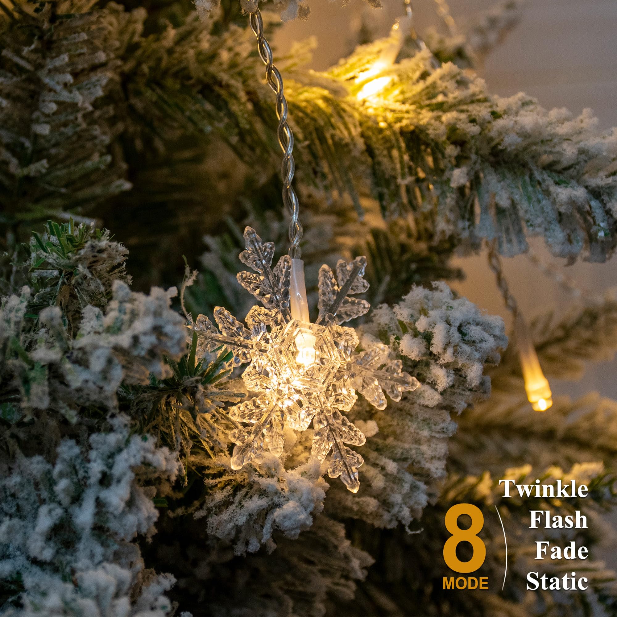 Snowflake Window Curtain Lights, 13ft 96 LED Snowflake Christmas Icicle Lights with Remote,18 Drops,8 Modes Twinkle Fairy Light