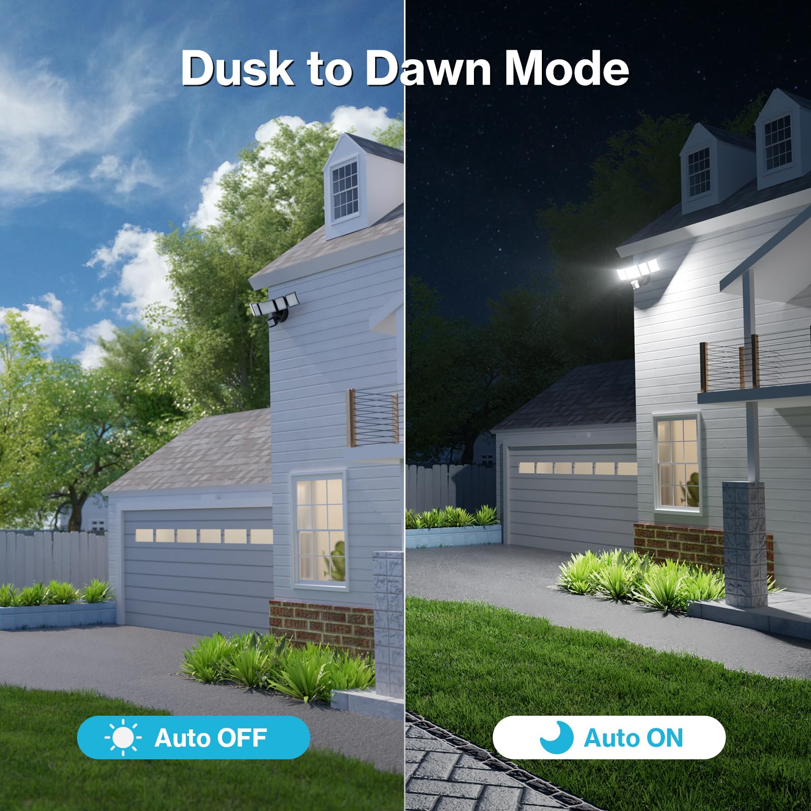 Olafus 100W Motion Sensor Flood Lights, 10000LM, IP65 Waterproof, 2 Pack, Black, Model 5-LBG100M