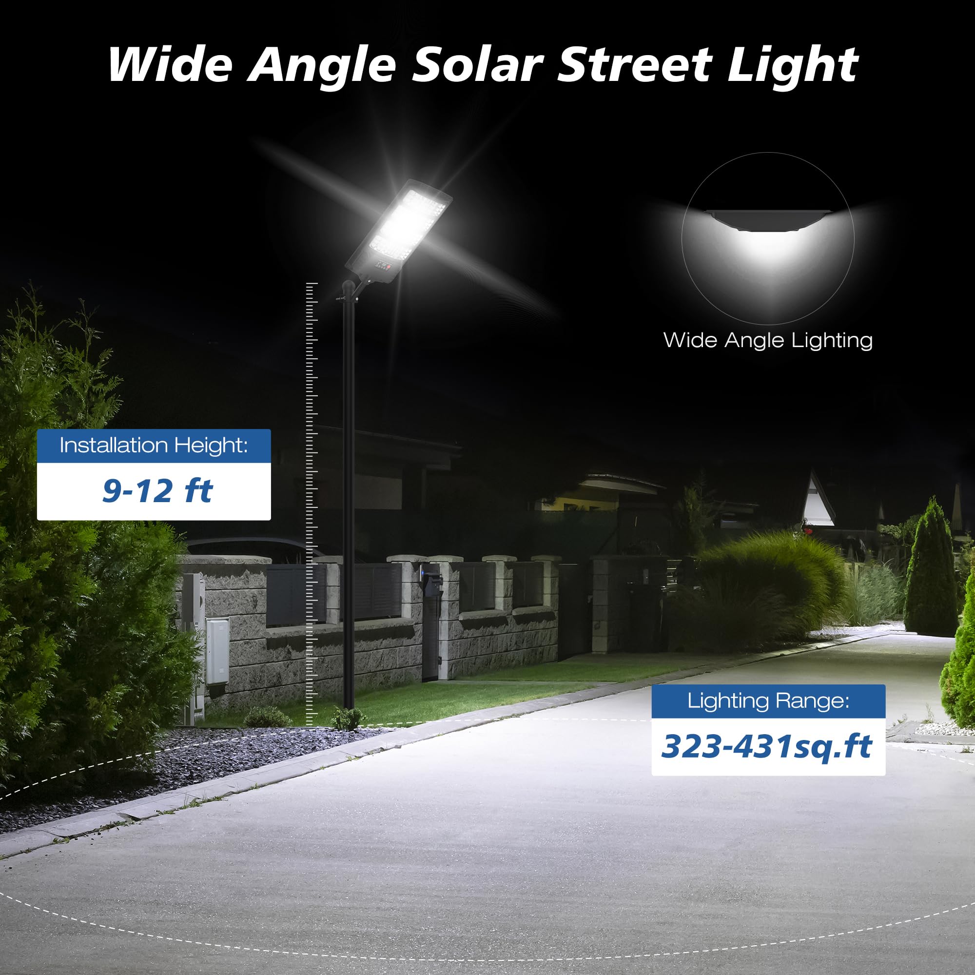 WYWNA Solar Street Lights Outdoor - Super Bright, IP67 Waterproof, Dusk to Dawn, Motion Sensor, Remote Control, 4-Pack, Black