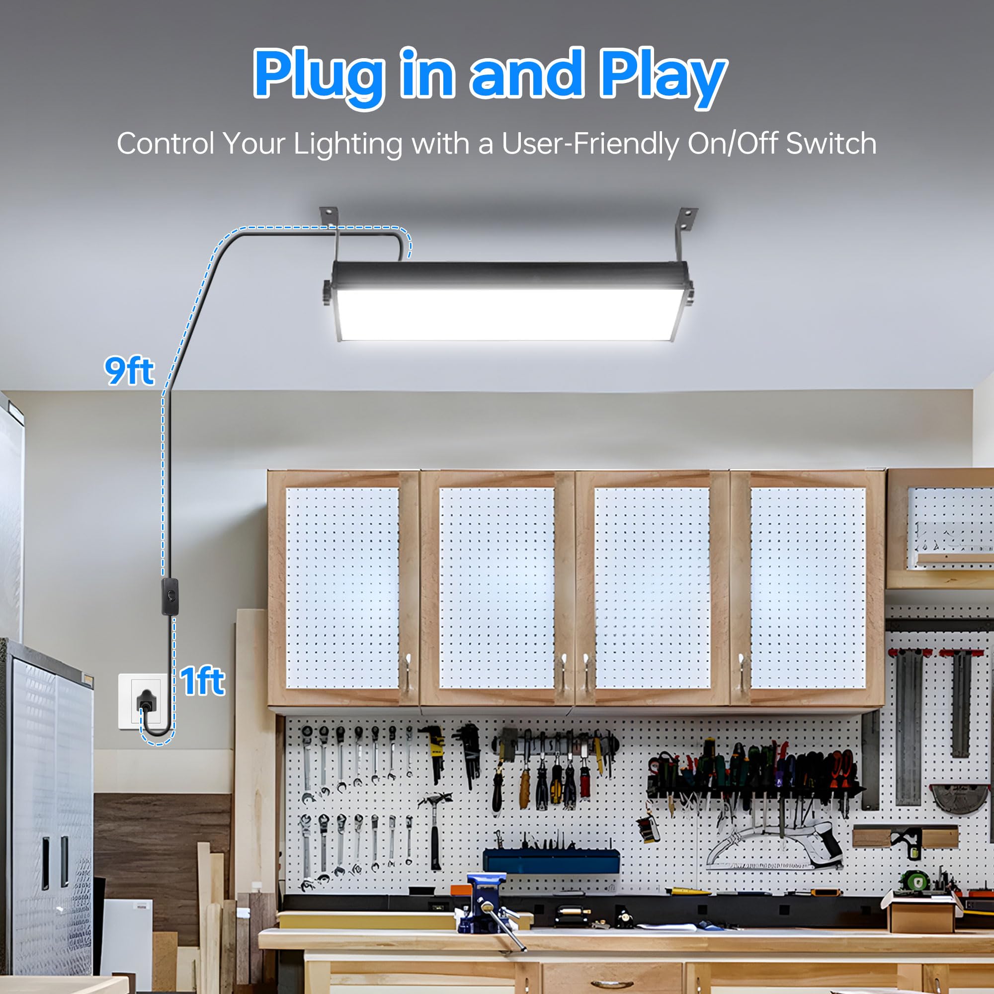 YQNLIFA 150W LED Shop Light, 18000LM, IP66 Waterproof, 6000K Daylight White, Black, Model YLF-150W-CKD,