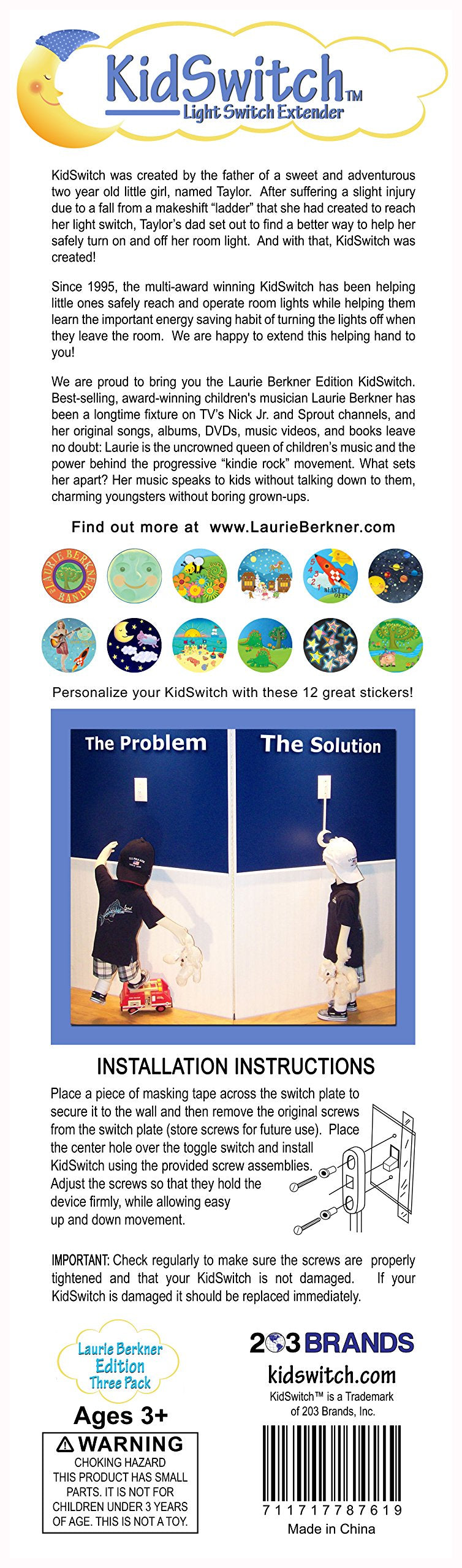 Kidswitch Light Switch Extender - Land & Sea Animals - 3 Count - Plastic