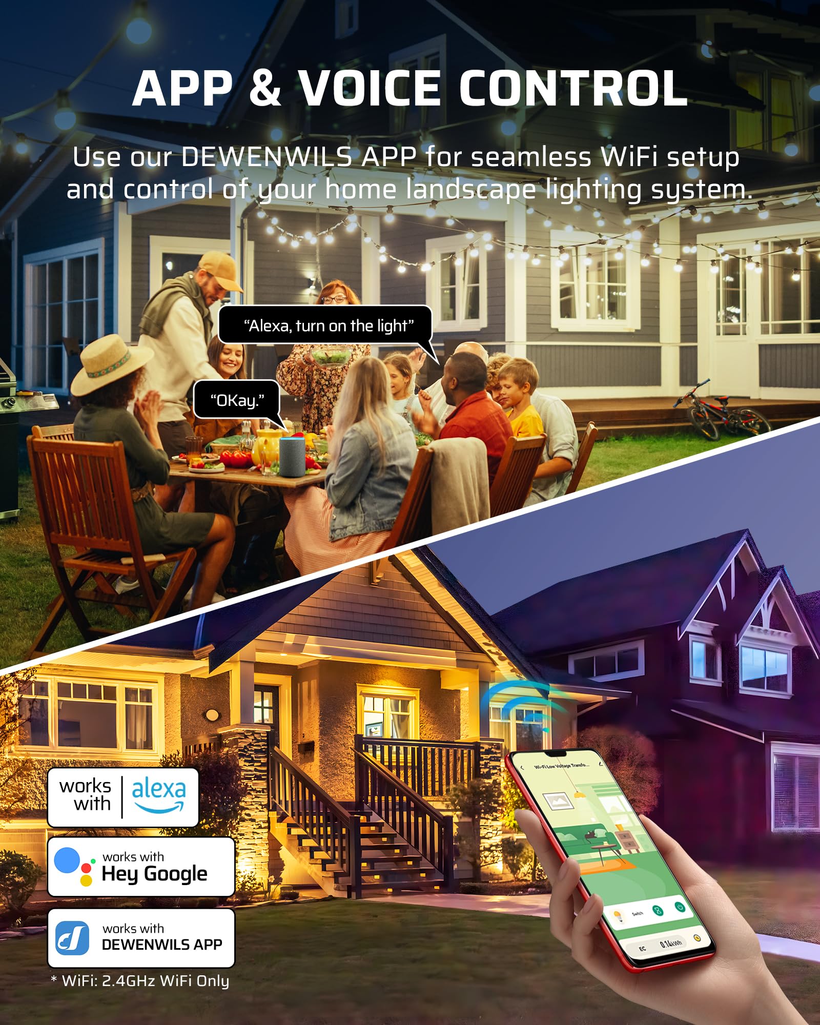 Dewenwils Smart Low Voltage Landscape Transformer 200W, 3 Independent Outputs, 120V Ac To 12V/14V Ac, Landscape Lighting Transfo